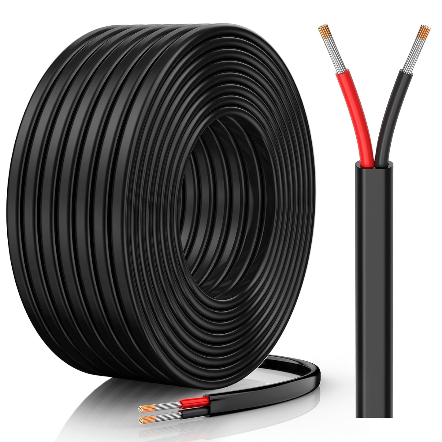 18 Gauge Wire, 18 AWG 2 Conductor Electrical Wire, Flexible/Oxygen-Free Tinned Copper/Stranded PVC 18/2 Cord for Automotive, Marine, LED Strips, Solar, RV, Lighting (30FT)