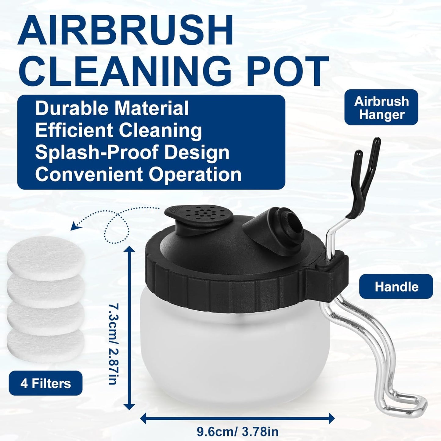 Roizefar Airbrush Cleaning Kit, Airbrush Cleaning Pot with 6 Airbrush Cleaner and 2 Thinner (3.38 oz/ 100 ml) Easily Works with Water-Based and Acrylic Paints, Perfect for Airbrushes and Art Tools