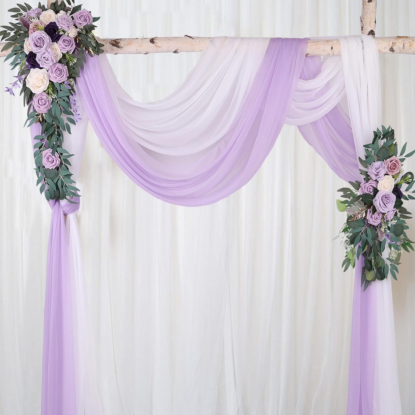 2 Packs Lavender Chiffon Table Runner 30 x 120 Inches Romantic Sheer Fabric for Wedding Decorations, 10ft Baby Shower and Birthday Party Cake Table Decorations