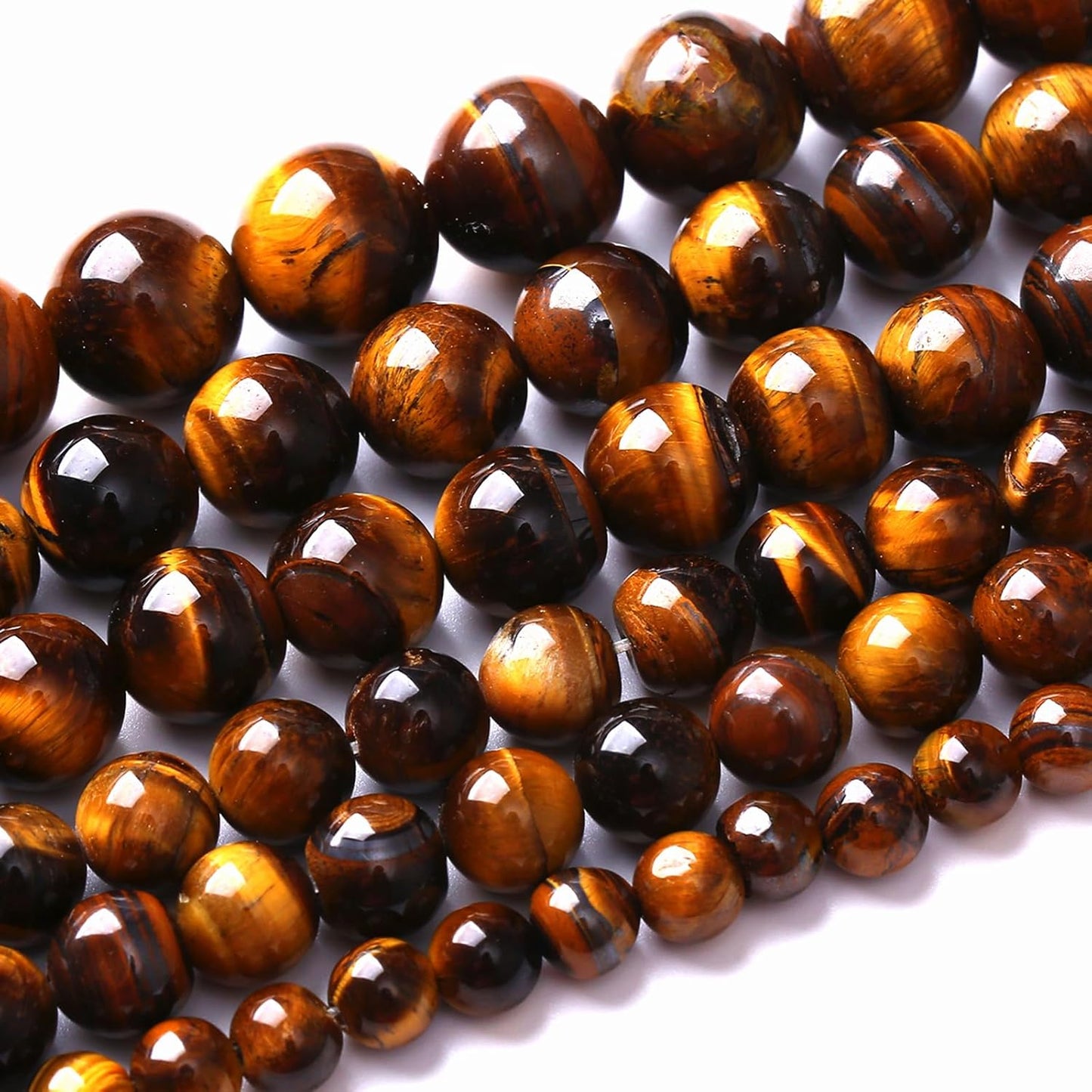 8MM Natural Iron Yellow Tiger Eye Stone Energy Healing Beads Round Loose Beads for Jewelry Making Bracelet 90pcs 2 Strands 32"