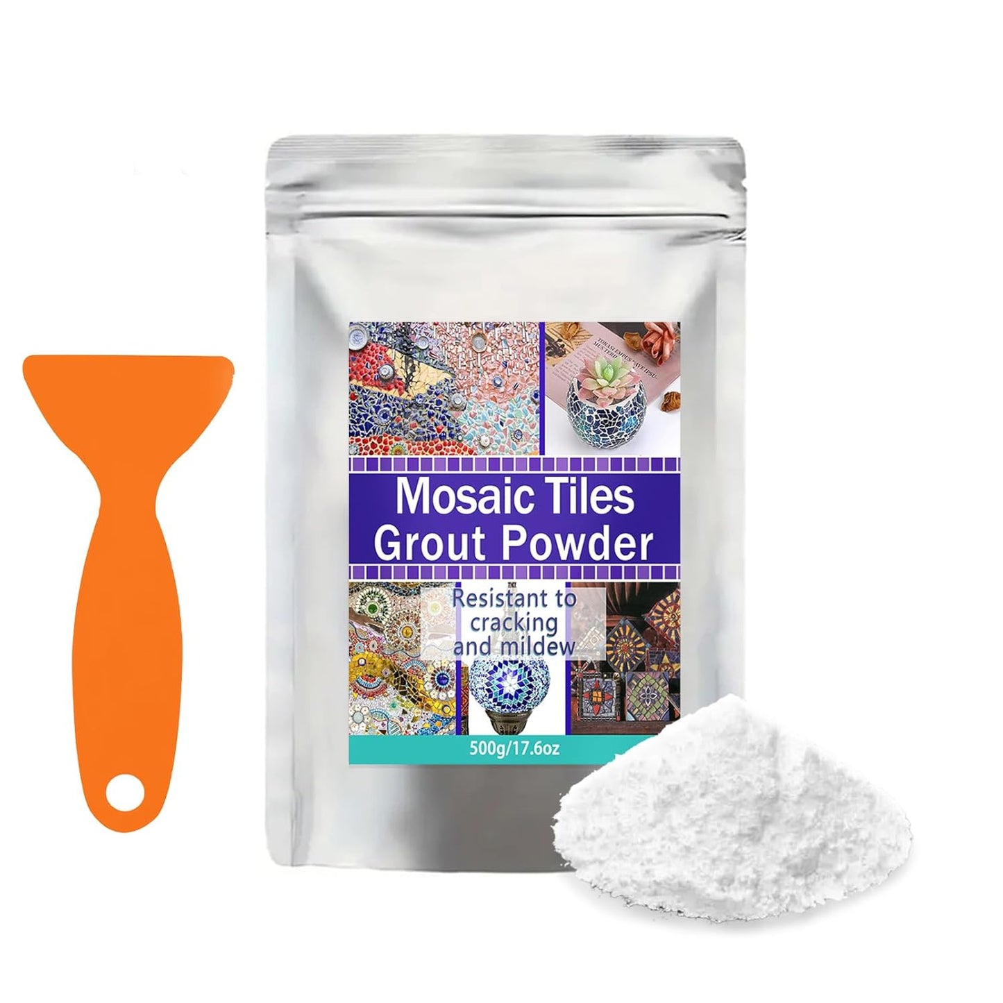 Mosaic Grout, Mosaics Tile Tools, Mosaic Tile Accessories – Essential for Handmade Grouting and Perfect for DIY Craft Projects (White, 500G)