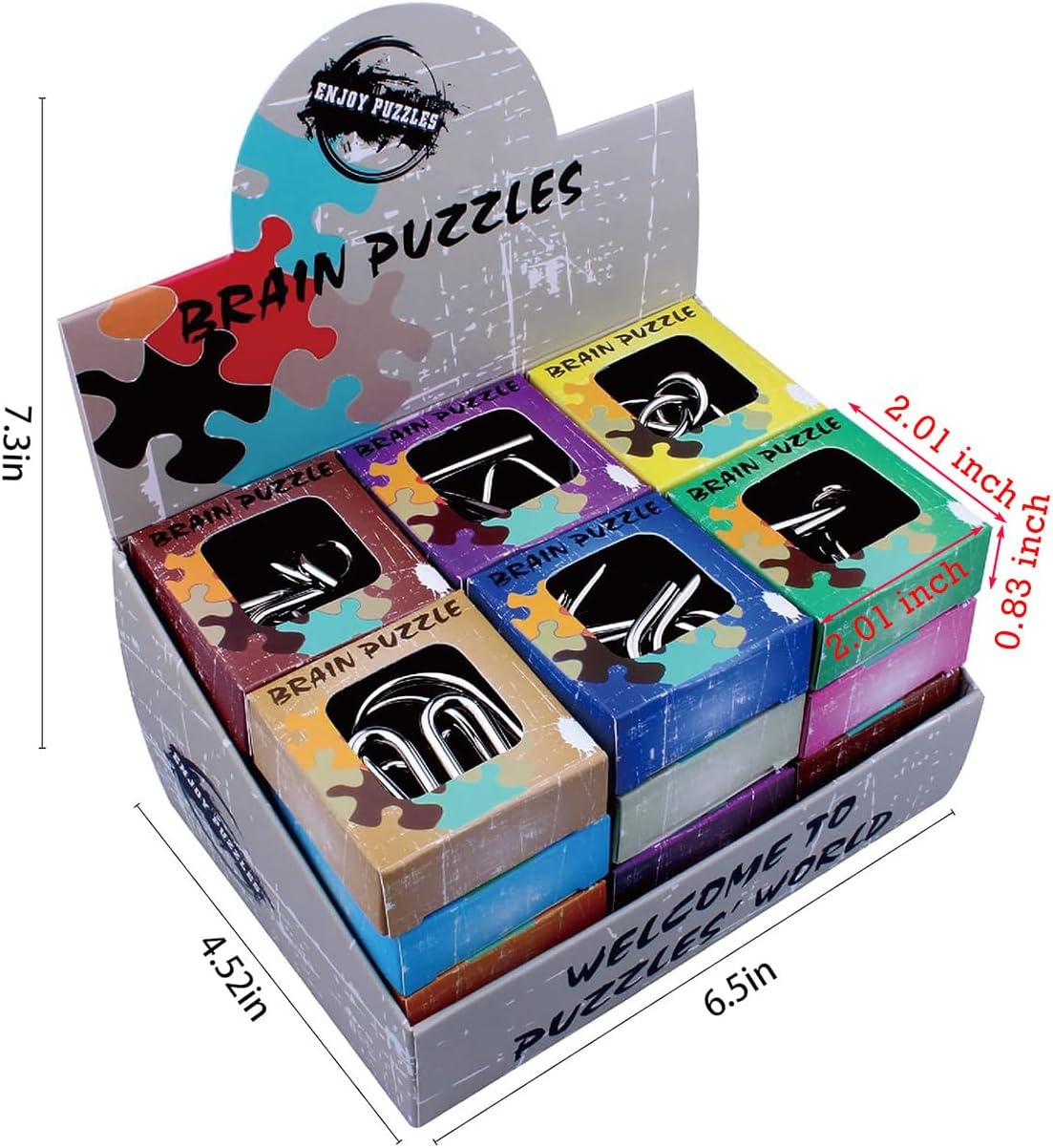 AHYUAN 24 Pack Metal Puzzles Brain Teaser IQ Wire Metal Puzzles with Paper Box Gift Package Fidget Toys Educational Puzzle Games Toys Magic Trick Toy Party Favors for Kids Adults Challenge