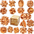 18 Pack Wooden Brain Teaser Puzzles Stress Relief Toys Wooden Burr Puzzles Brain Teaser Puzzle with Gift Packing Box Magic Puzzle Games Toy for Kids and Adults by AHYUAN (Bamboo)