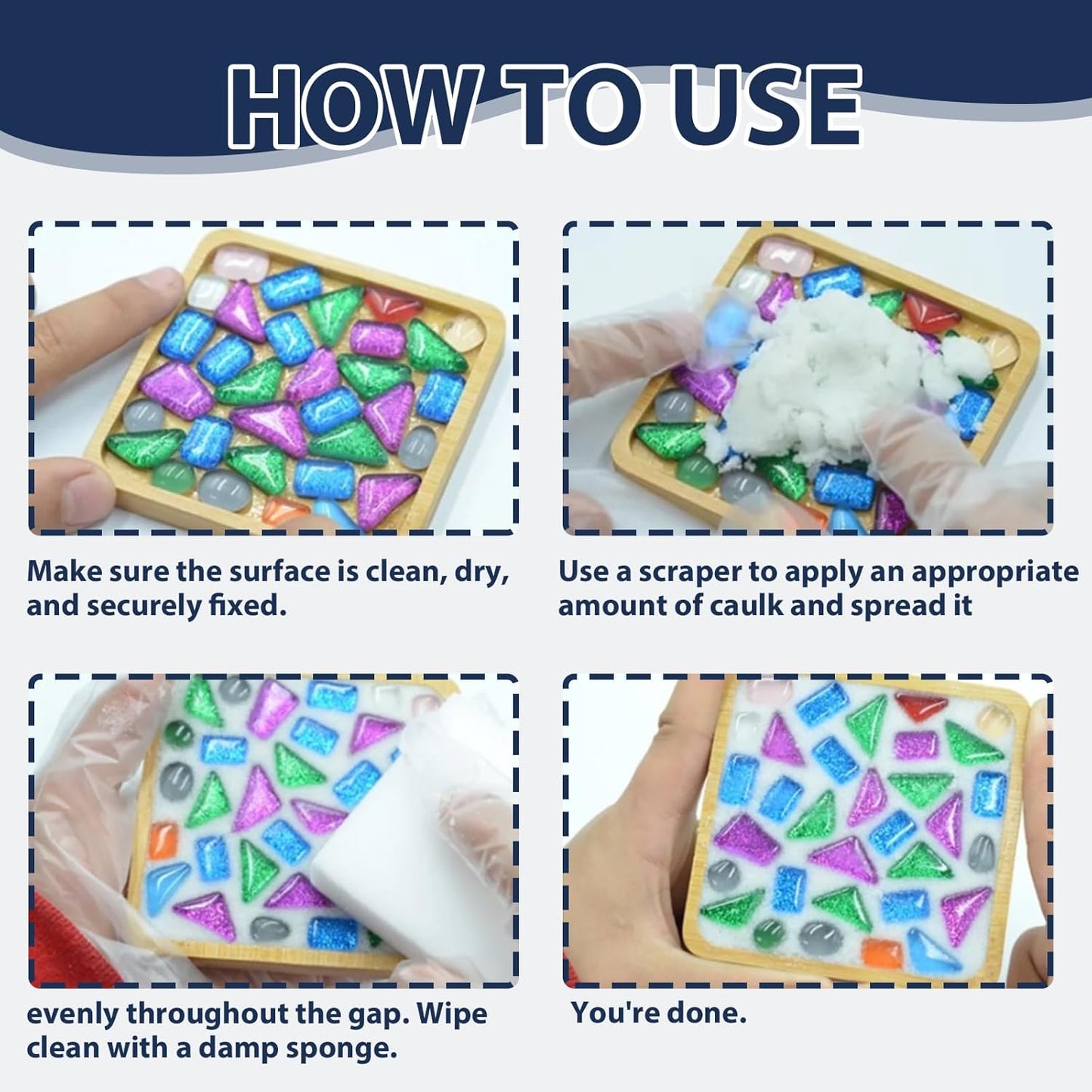 400g White Crystal Mosaic Grout, Handmade Grouting Filling Gaps Mosaic Tile Grout, Perfect Choice for DIY Craft Projects Mosaics