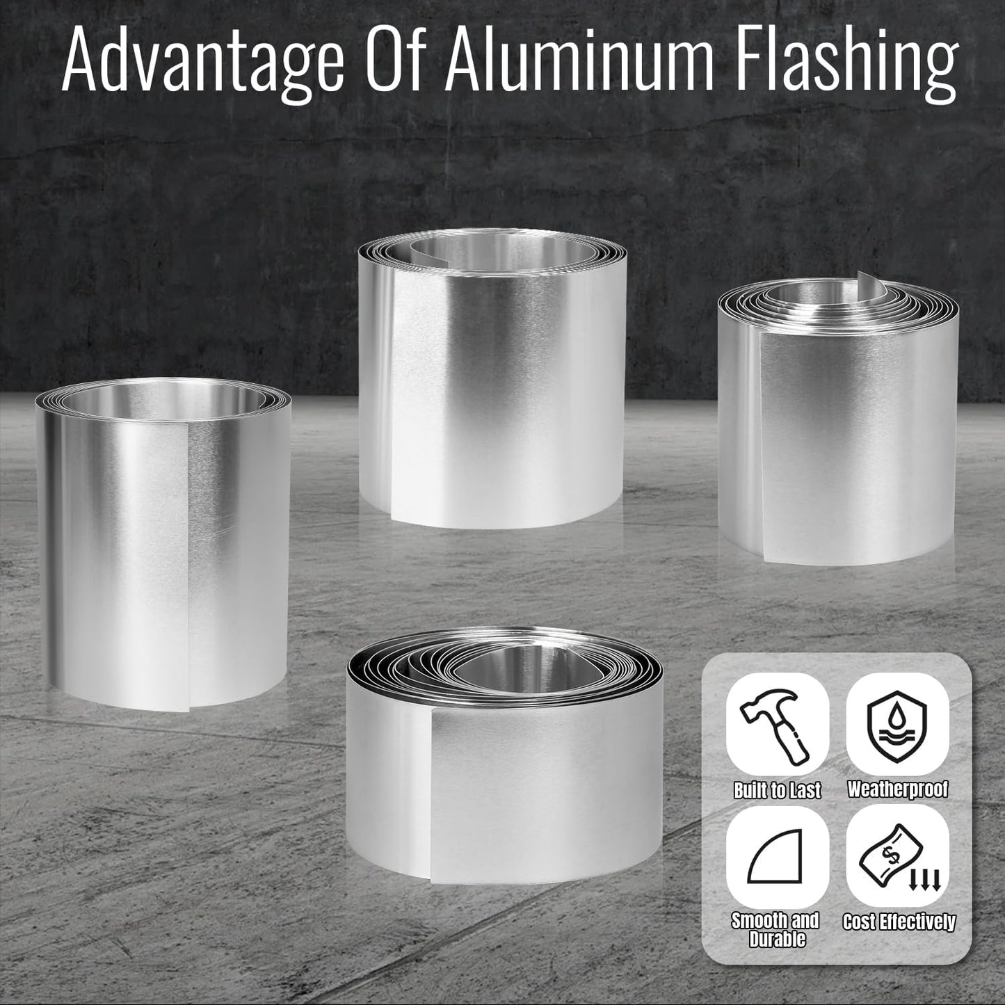 Aluminum Flashing Roll，Aluminum Sheet Roll 3500x100x0.2mm(LxWxT) Applicable to Various House Repair and DIY Projects