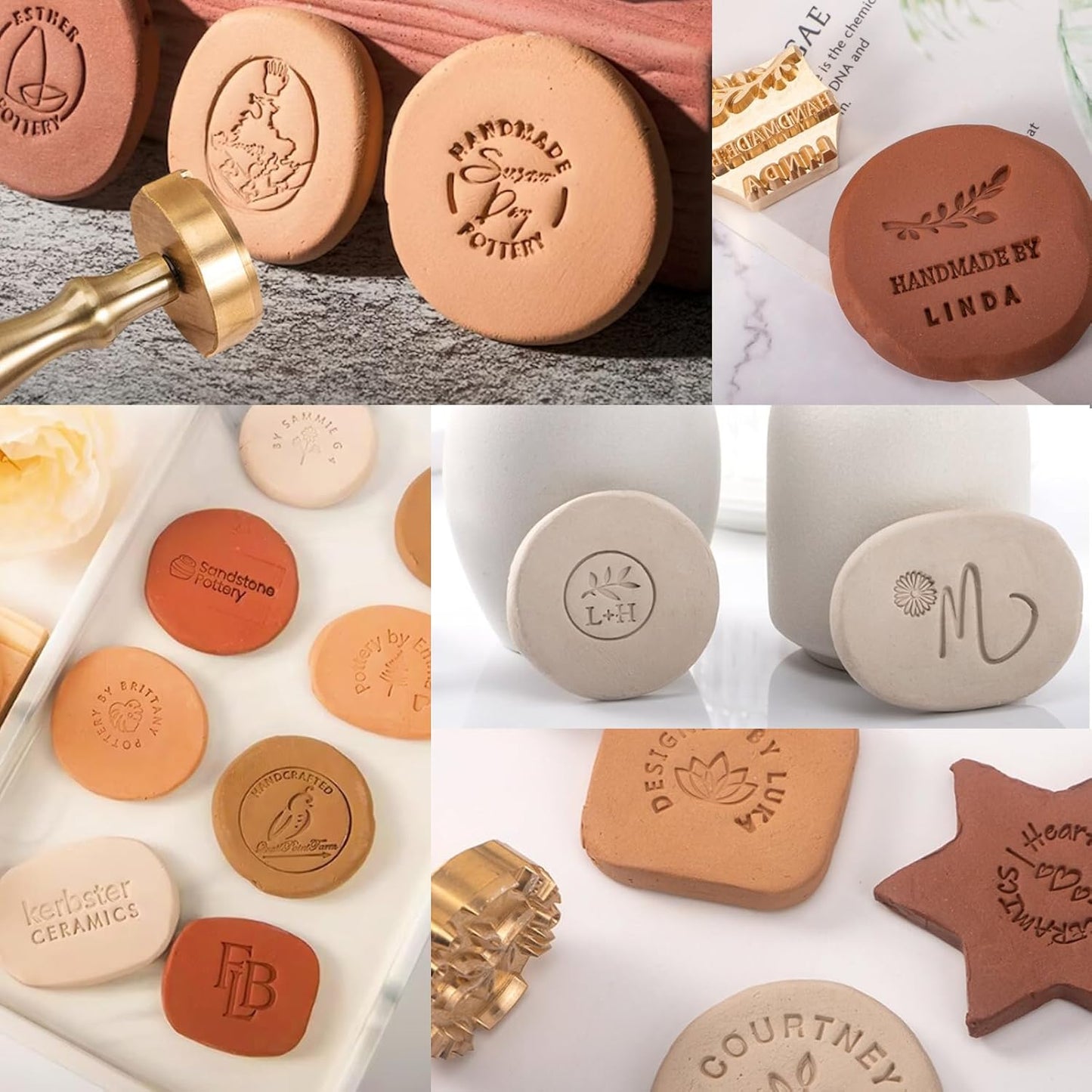 Custom Pottery Stamps for Clay Personalized Pottery Tool Kit Stamp with Own Design Signature Letters Gift for Potters DIY Lovers-2"