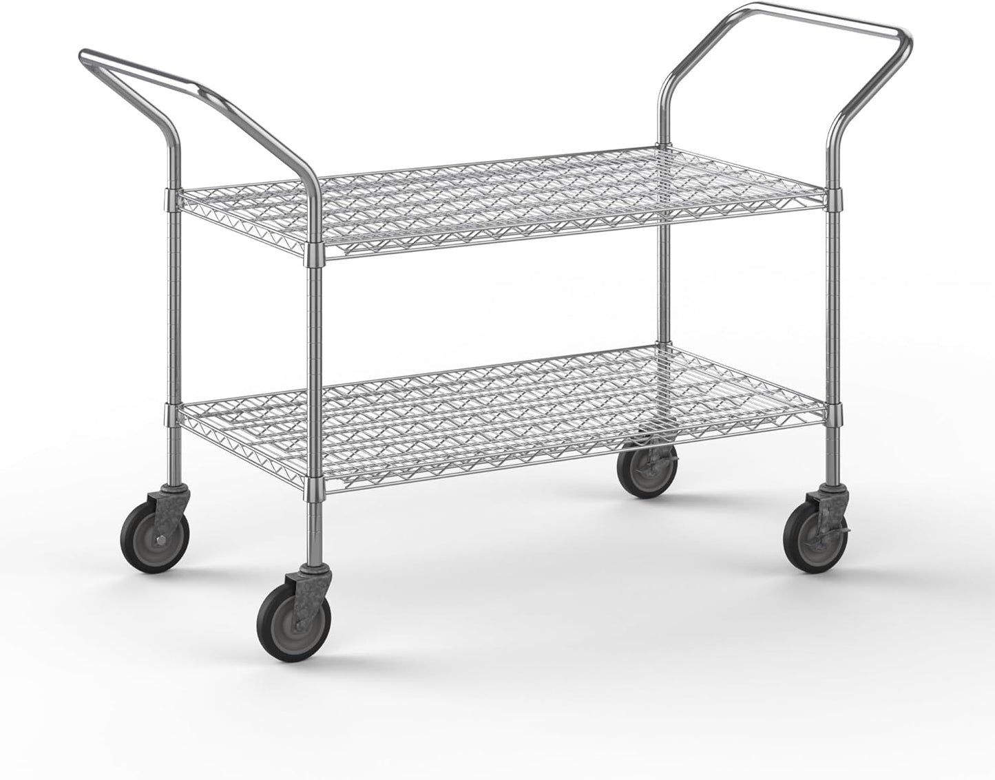 24" W x 42" L x 36" H Chrome Heavy Duty Utility Cart | 2-Tier | NSF Commercial Storage Rack Mobile Unit | Storage and Mobility Solution for Your Business