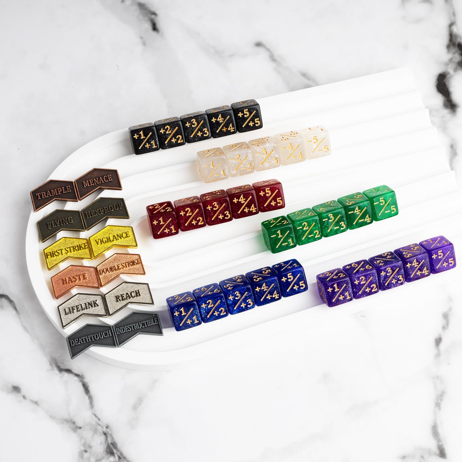 42 Pieces MTG Dice Counters 12mm Abilities Keywords Reversible Metal Tokens Counter Dice Set for MTG TCG Magic Card Games Accessories