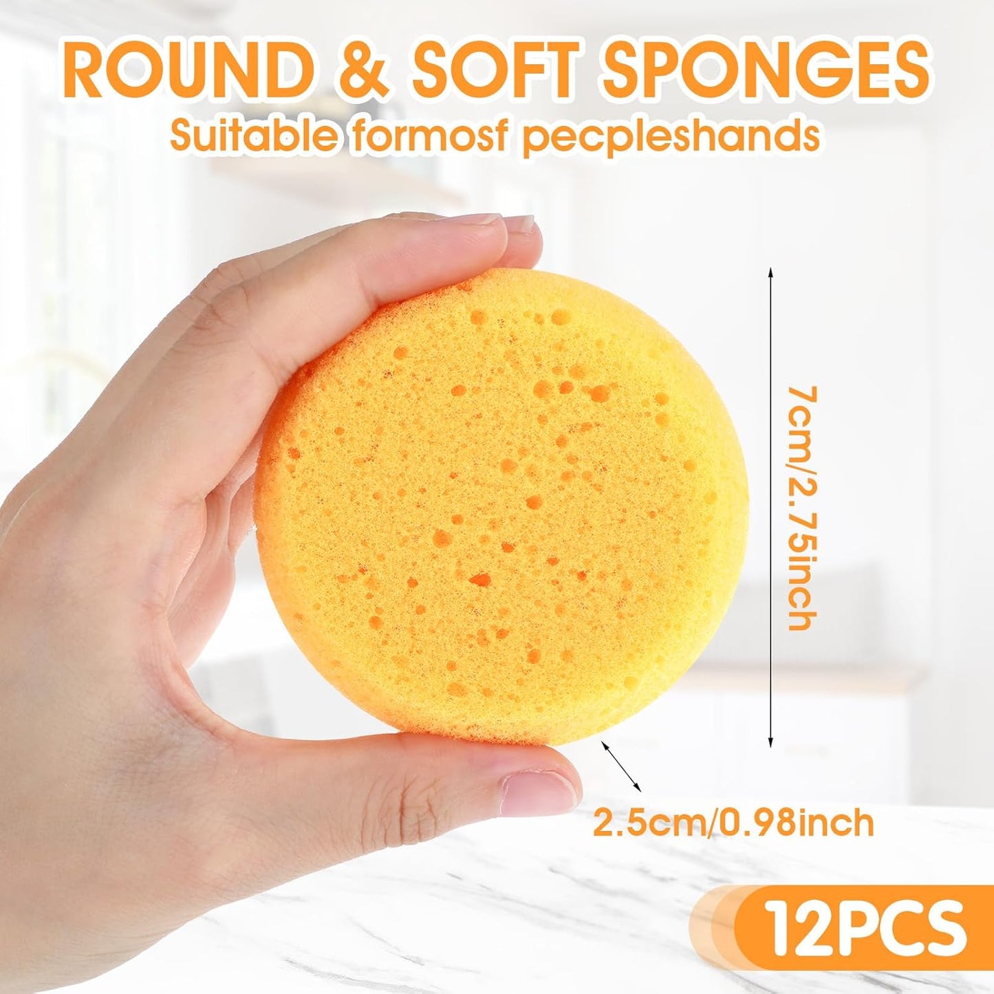 16 PCS Round Kitchen Cleaning Sponge Pottery Sponges Ymapinc 2.75 Inch Yellow Elasticity Pottery Sponges for Artist Paint Kitchen Shoes Leather Care Painting Face Art Crafts Household