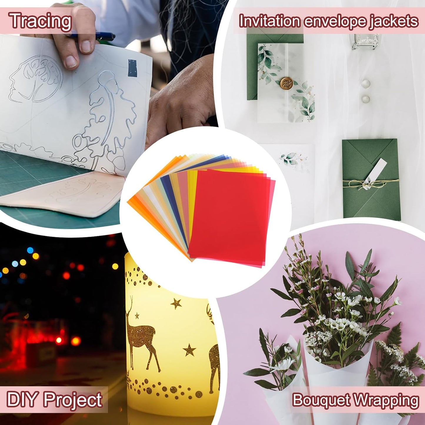 PATIKIL 60 Sheets Yellow Vellum Paper 4.25x5.5, Translucent Paper 100GSM for Invitations, Laser Inkjet Printing, Arts & Crafts