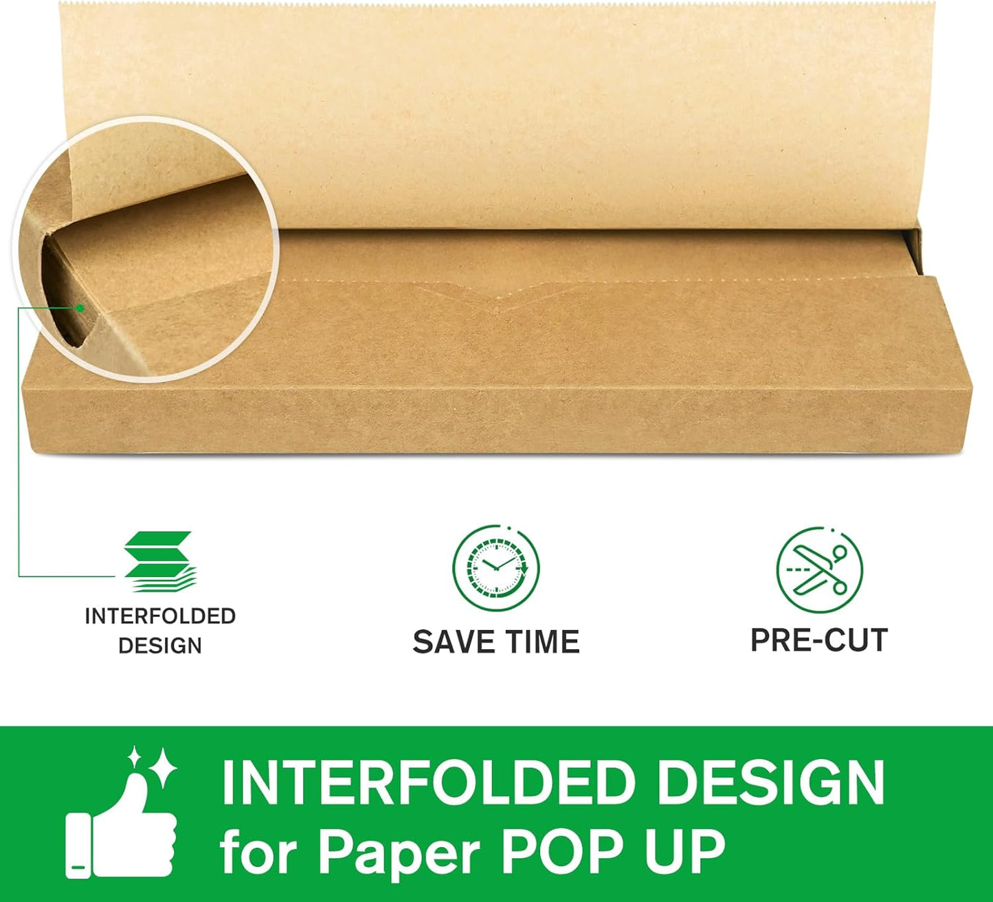 Precut POP UP Deli Paper Sheet Pack of 200, Interfolded Heavy Paper for Food Wrap and Serving (12" x 10-1/2", Kraft）