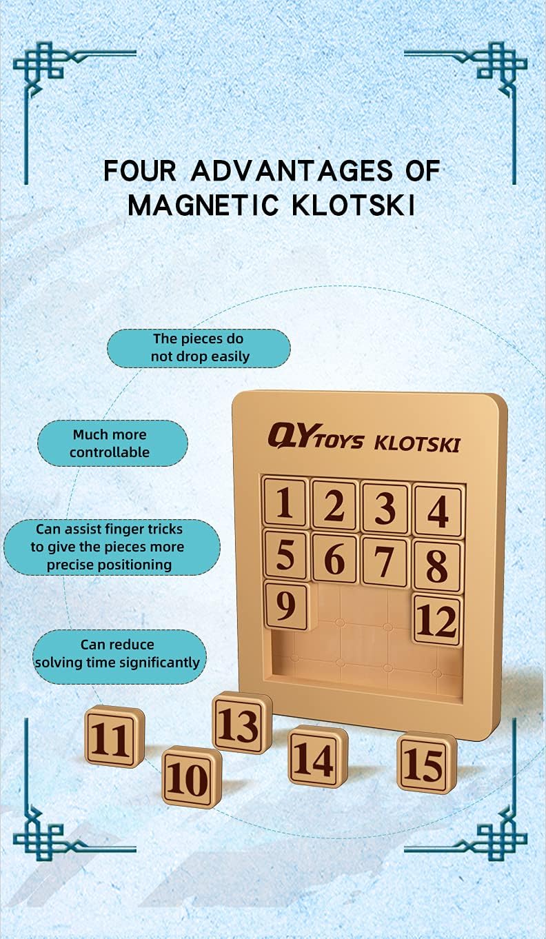 Cuberspeed magnetized Klotski Puzzle Slide Number Puzzle Puzzle Brain Teasers Toy Tangram Jigsaw Intelligence 15 Klotski Puzzle