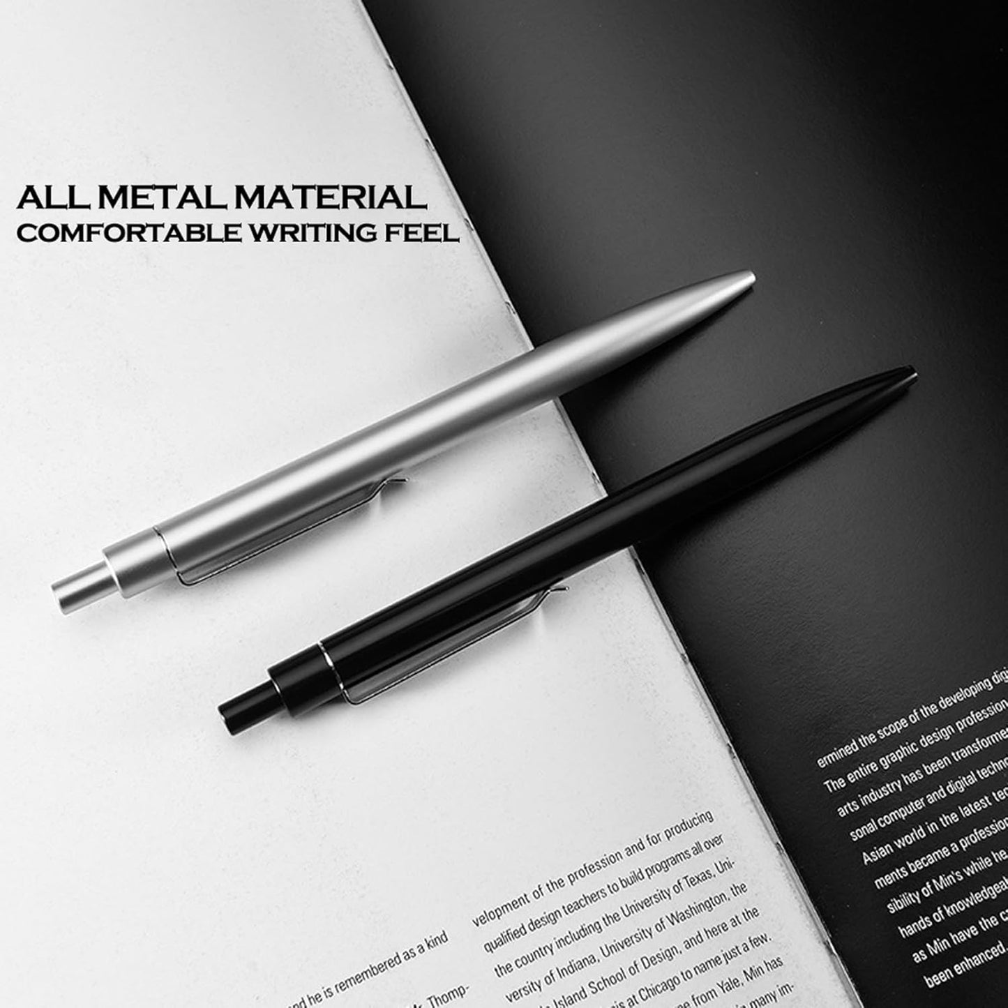 DUNBONG Blue Metal Gel Pen, Gel Ink Ballpoint Pen, Black Ink, 0.5mm Retractable Ink Pen (Blue)