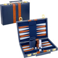 Backgammon Set 2 Players Classic Backgammon Sets for Adults Board Game with PU Leather Case Portable and Travel Backgammon Set (Navy, 11inch)