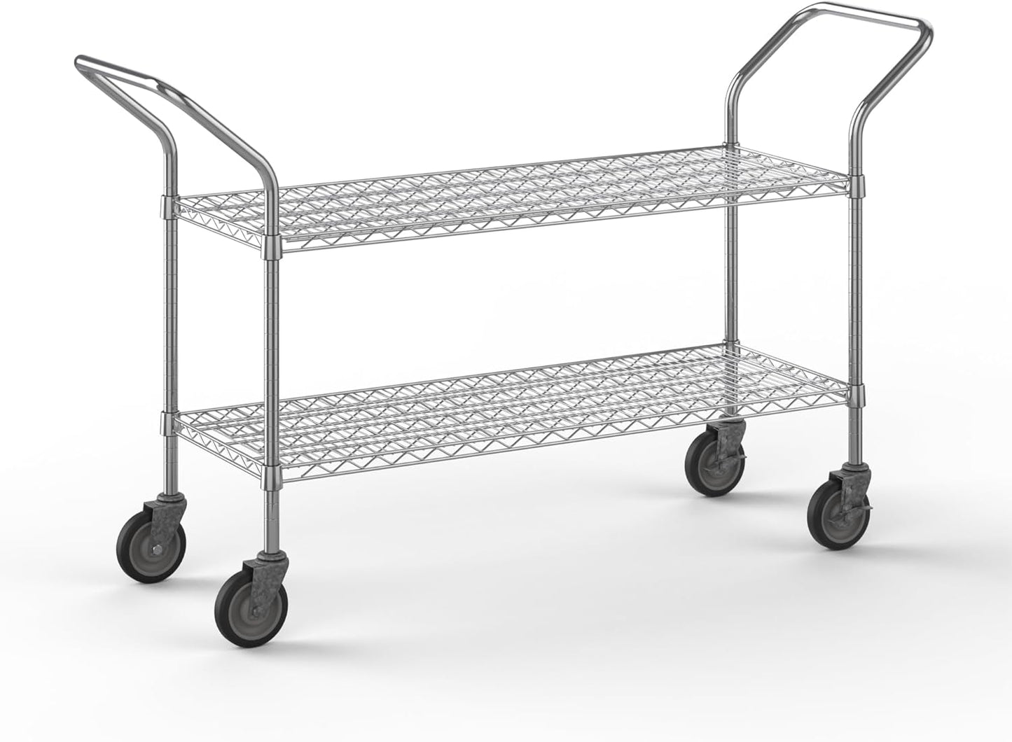 18" W x 48" L x 36" H Chrome Heavy Duty Utility Cart | 2-Tier | NSF Commercial Storage Rack Mobile Unit | Storage and Mobility Solution for Your Business