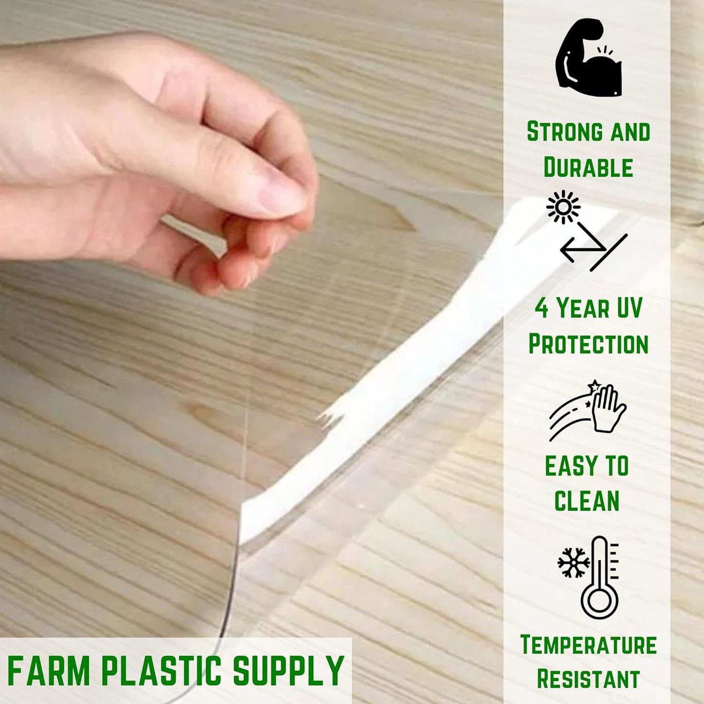 Farm Plastic Supply - Clear Vinyl Sheeting - 15 Mil - (4'6" x 125') - Vinyl Plastic Sheeting, Clear Vinyl Sheet for Storm Windows, Covering, Protection, Tablecloth Protector