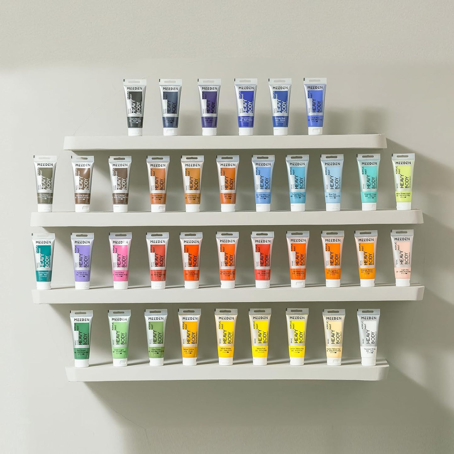 MEEDEN Acrylic Paint Set: 100ml/3.38oz x 40 Tubes - Heavy Body Acrylic Paint Set including 36 Colors & 4 x Titanium White
