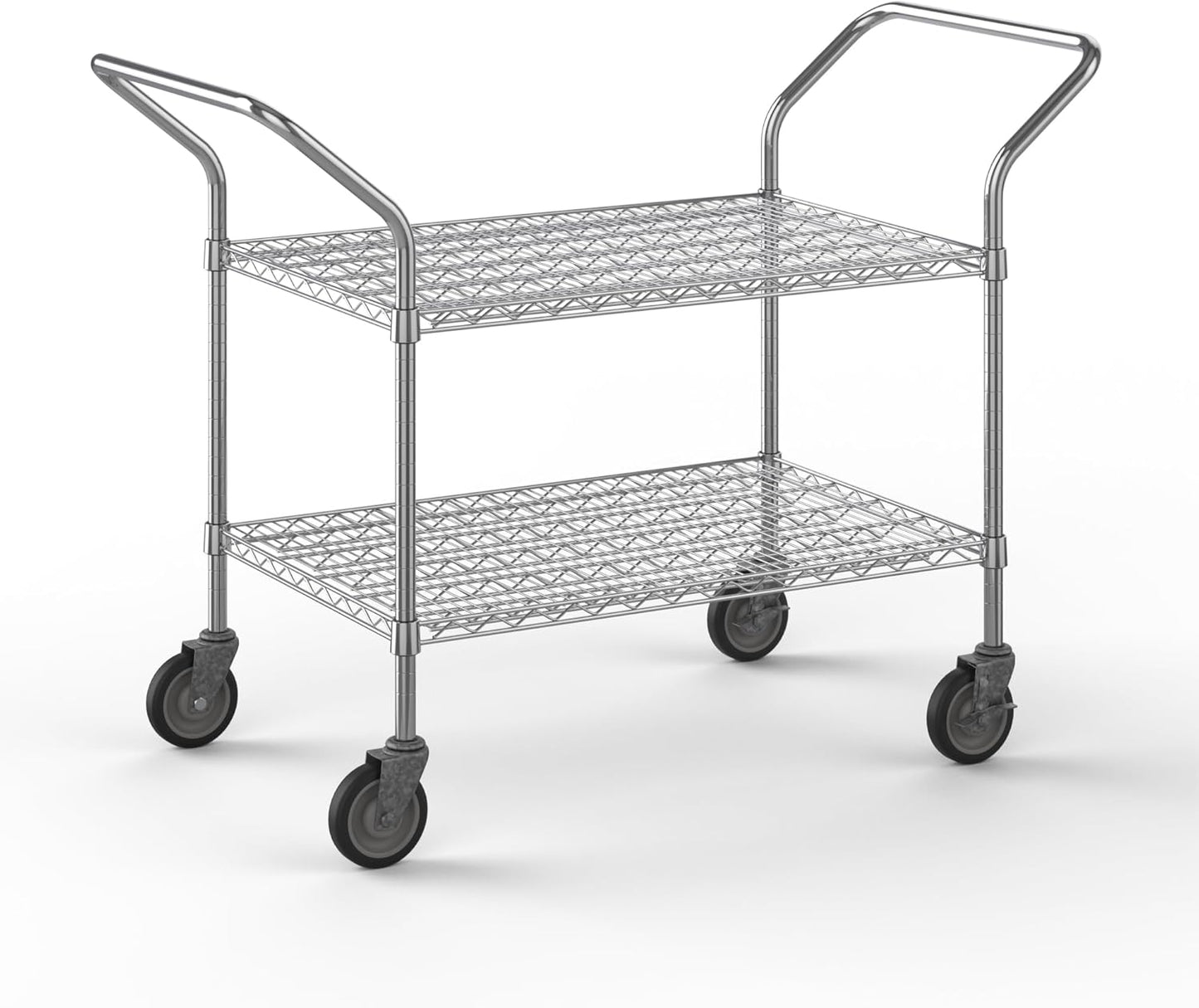 24" W x 36" L x 36" H Chrome Heavy Duty Utility Cart | 2-Tier | NSF Commercial Storage Rack Mobile Unit | Storage and Mobility Solution for Your Business
