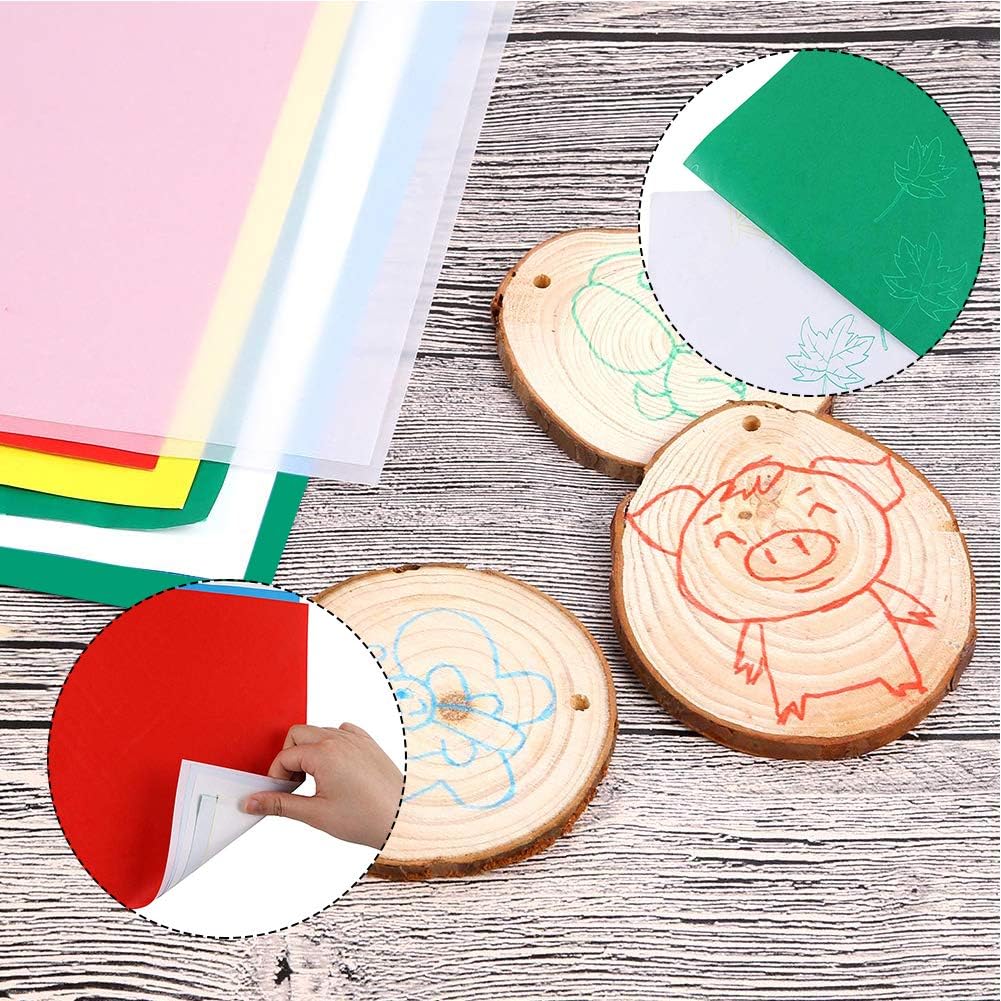 30 Sheets Carbon Transfer Paper,Tracing Paper Carbon Graphite Copy Paper with 5 Pieces Embossing Styluses Stylus Dotting Tools for Wood,Paper,Canvas and Other Art Surfaces 8.3 x 11.7 inches(6 Colors)