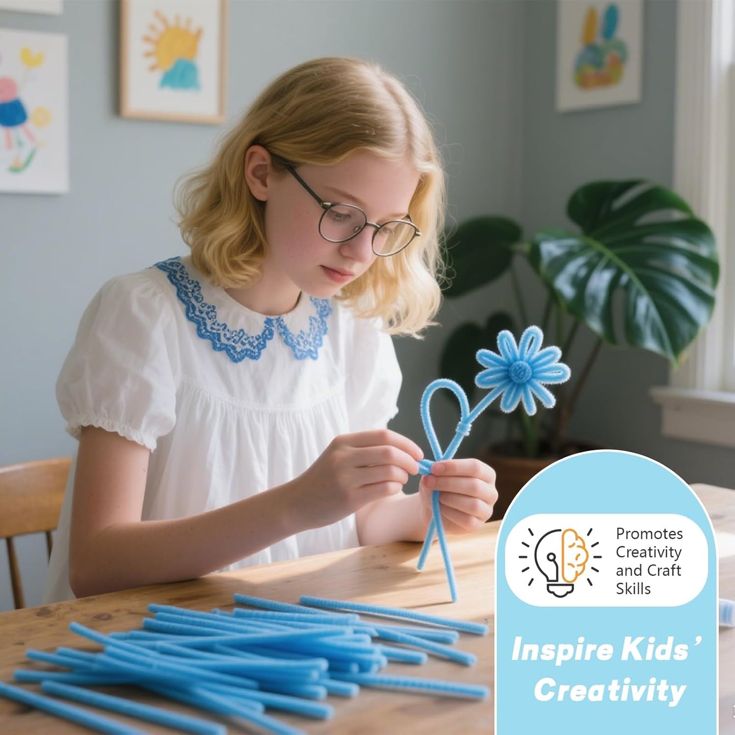 Pipe Cleaners Craft 500PCS 5 Colors Blue Pipe Cleaners Bulk 30CM Limpia Pipas para Manualidades Fuzzy Wire Chenille Stems for Arts Crafts and Creative DIY Projects Decorations