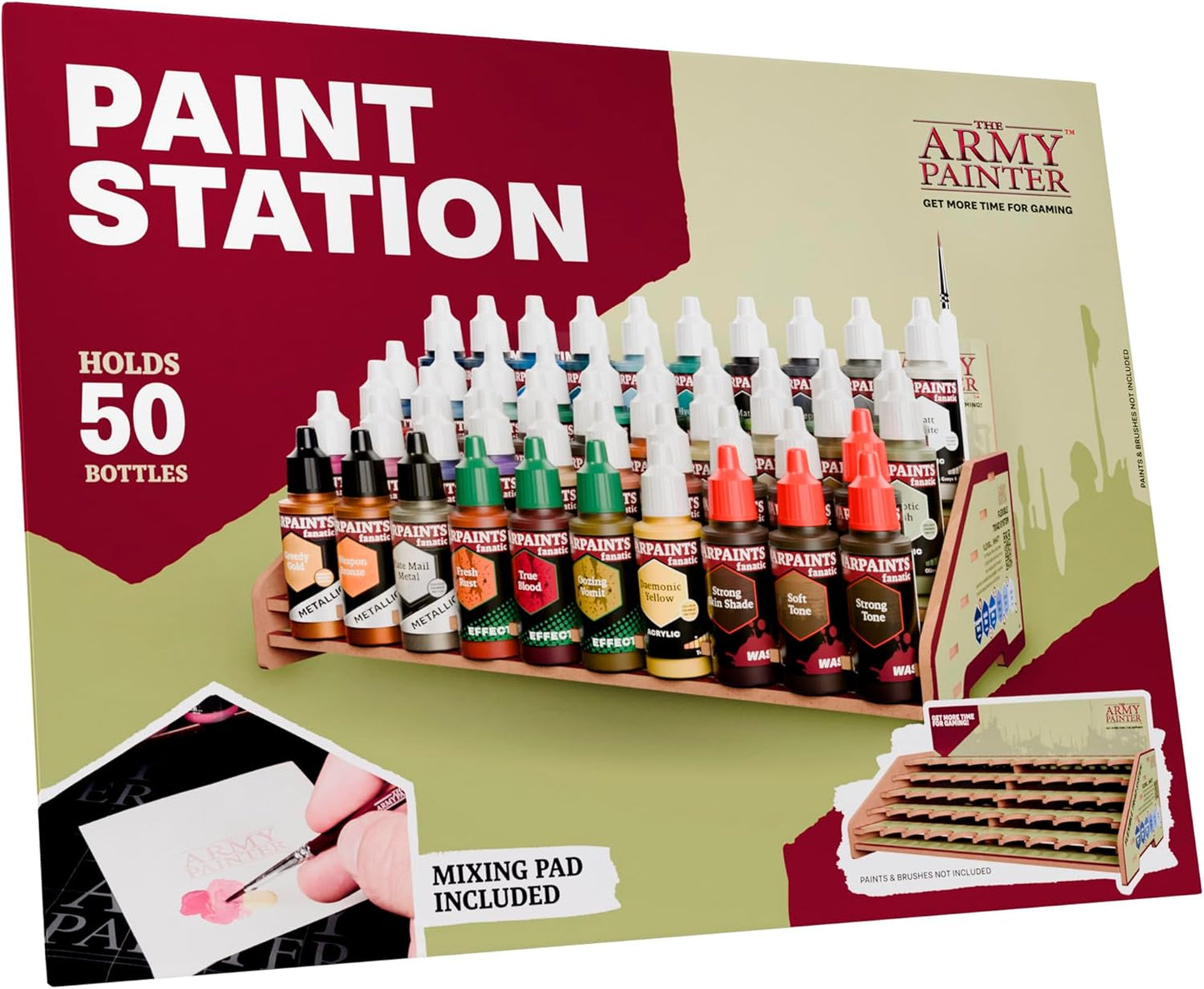 The Army Painter, Paint Station, Storage for 50 Warpaints Fanatic, Speedpaint & Warpaints Air Acrylic Paints, incl. Storage for Brushes and 100 sheets - Rack for Miniature Painting
