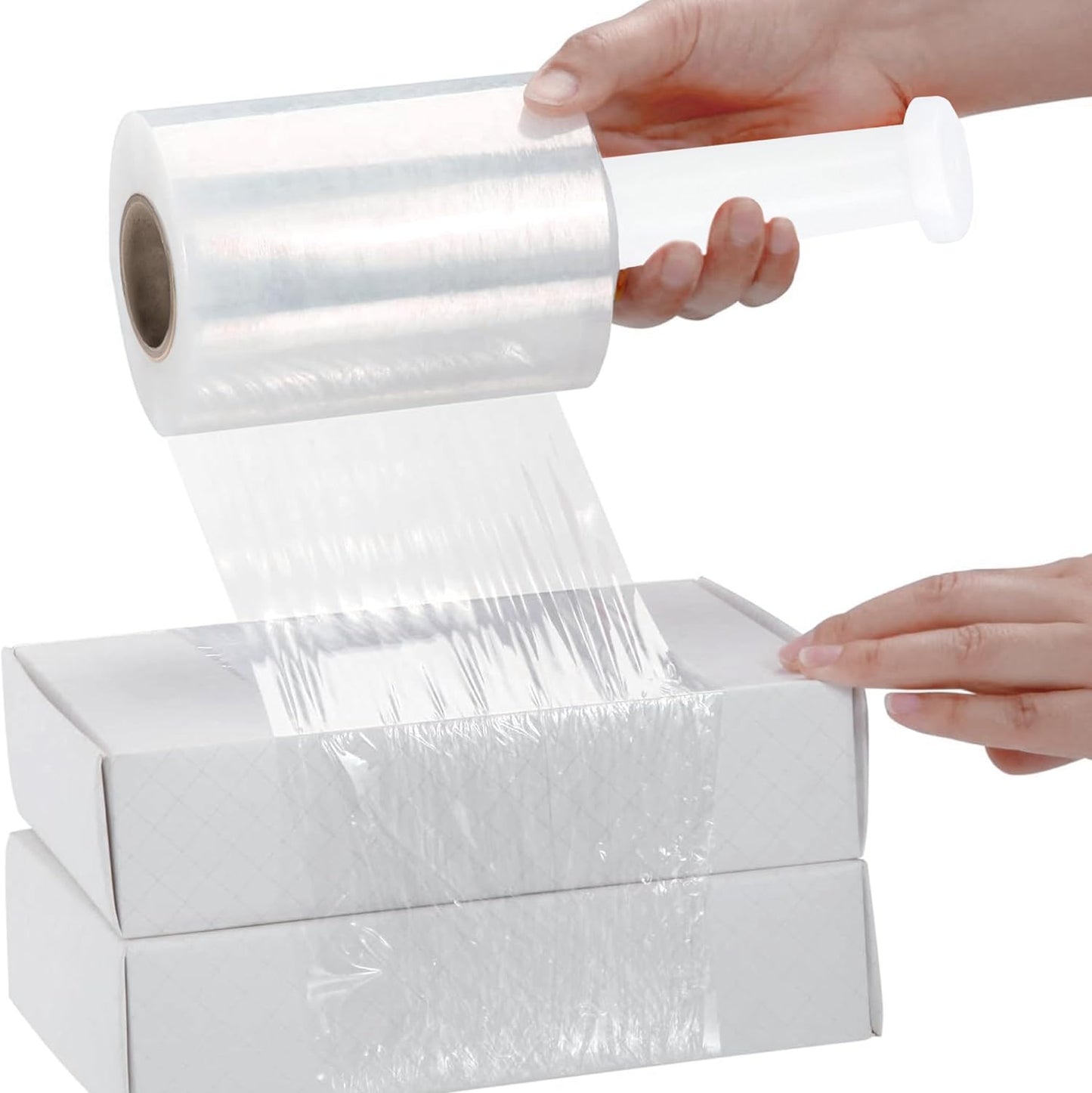PSBM Mini Stretch Wrap with Handle, 24 Pack, 2 Inch x 1000 Feet, 80 Gauge, Clear, Small Plastic Cling Film for Pallets Moving Storing