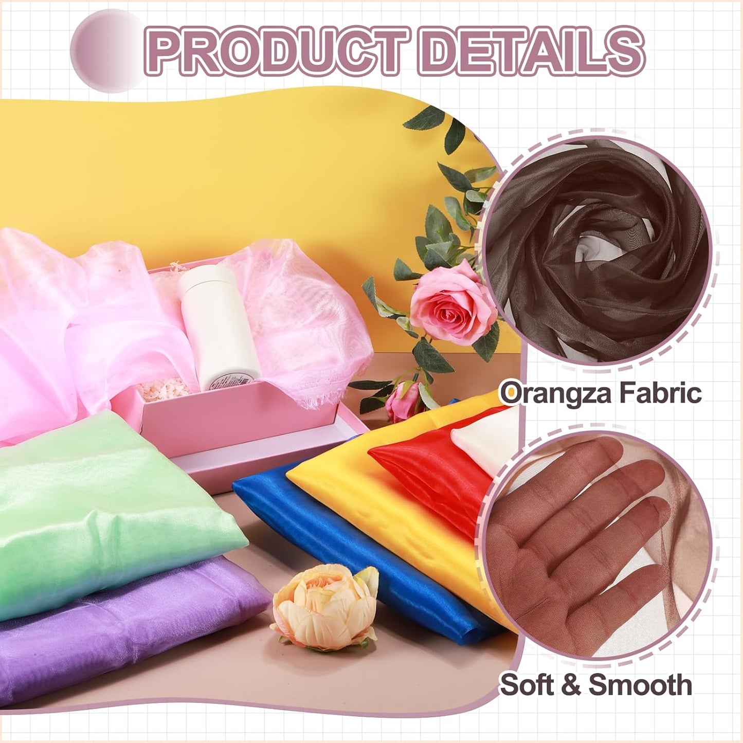 MECCANIXITY Iridescent Sheer Organza Fabric, 2 Yards x 59 Inches Solid Holographic Shiny Fabric Organza Cloth for Wedding, Curtains, Costume, Photo Background, Dark Coffee