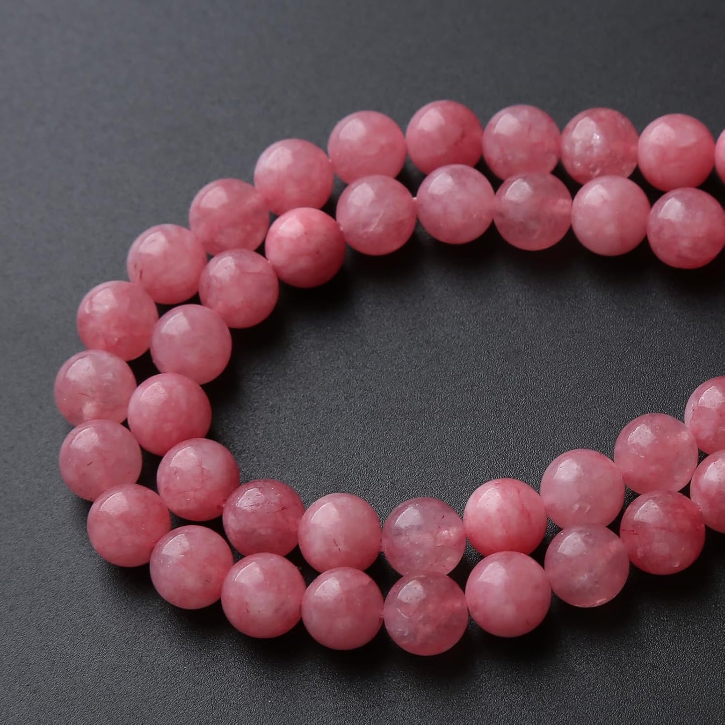 36pcs 10mm Natural Rose Pink Chalcedony Stone Round Loose Beads for Jewelry Making DIY Bracelets Necklaces Crystal Energy Healing Stone Beads 15" (10mm, Rose Pink Chalcedony)
