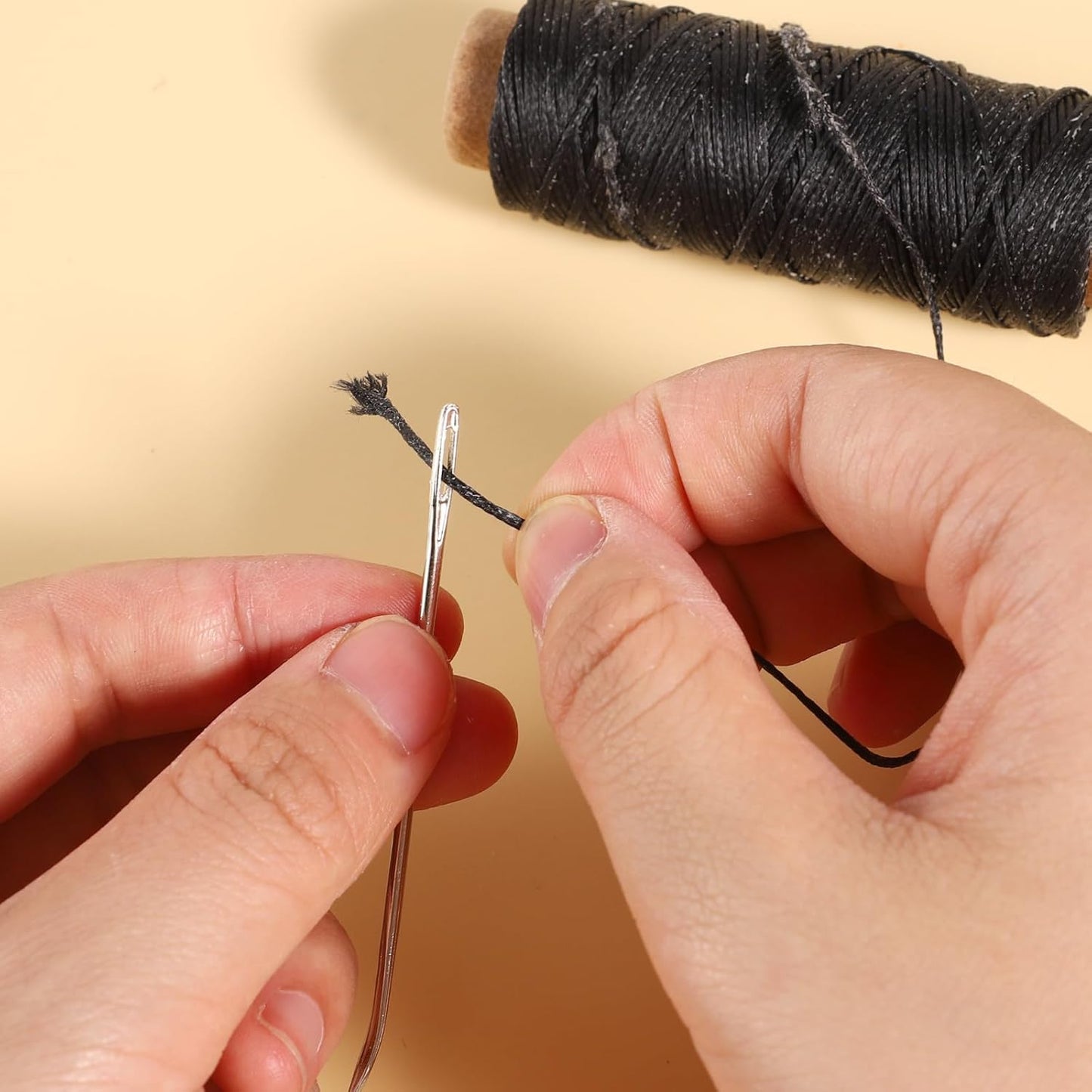 55Yards Waxed Thread with 7 Pcs Leather Needles for Hand Sewing 150D Flat Sewing Waxed Thread Leather Repair Needles for Women Sewing Upholstery Leather Canvas Bags Sofa Furniture