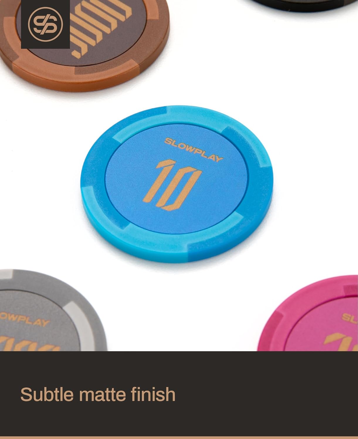 SLOWPLAY Godel Clay Poker Chips, 14 Grams Heavyweight Clay Composite, 40mm Large Chips in Bulk, Pack of 50 with Denomination of 25