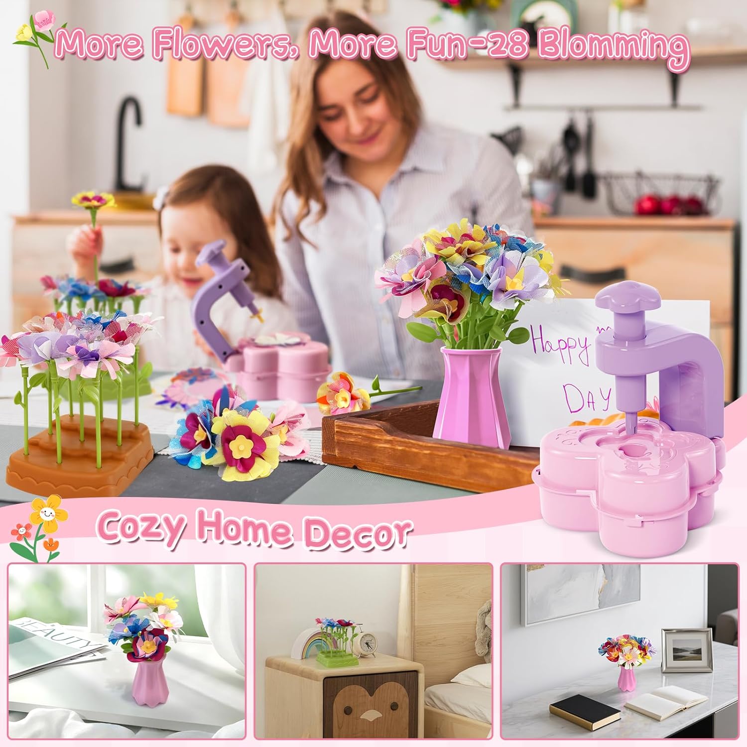 JUMP PASS BY DIY Fabric Flower Bouquets Toys for Kids Refill Kit - Arts & Crafts Toy Accessories-Flower Press Kit Accessories