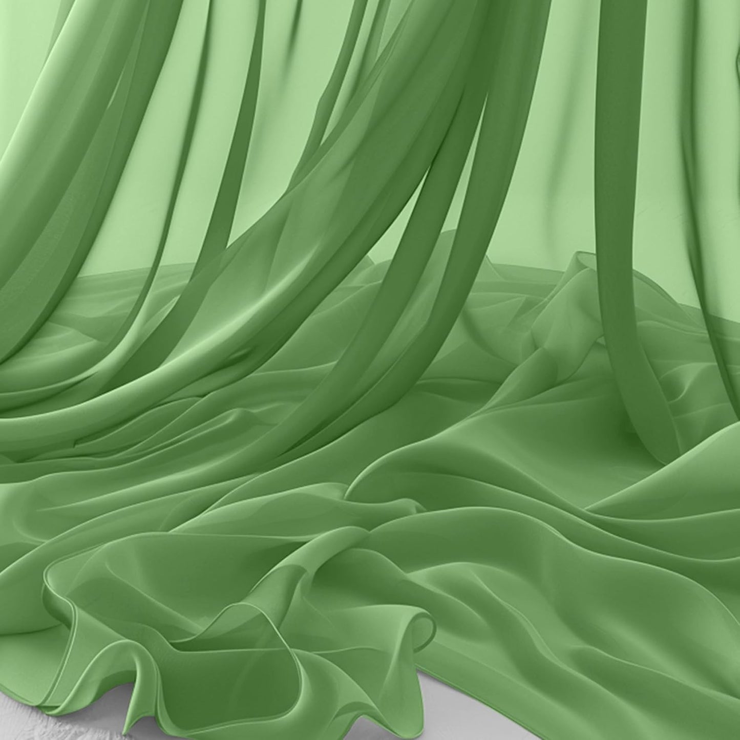 Horbaunal Dusty Sage Chiffon Fabric by The Yard, 10 Yard Continuous Sheer Fabric 59" Wide Soft Draping Fabric for Wedding Arch Draping Party Backdrop DIY Sewing