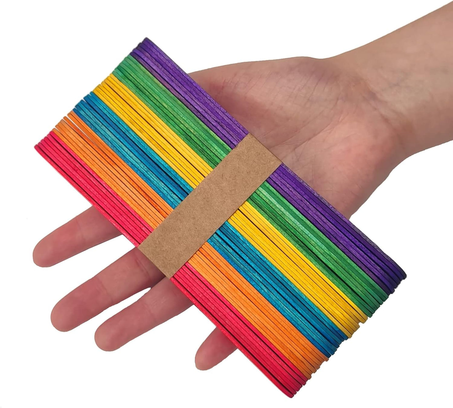 WISYOK 120 Pcs 6” Colored Jumbo Wooden Craft Sticks - Rainbow Wooden Popsicle Sticks for Creative Designs or Kids Education, Home Art Projects