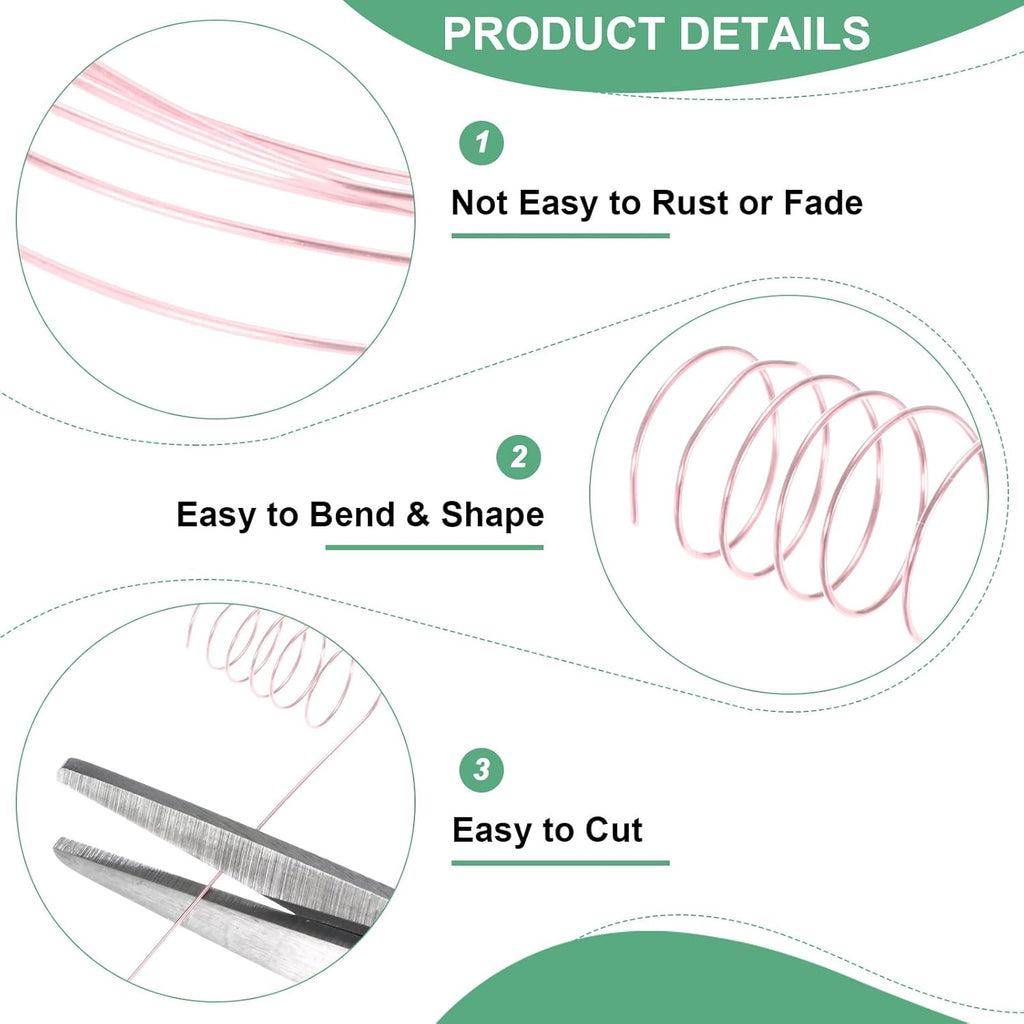 0.5 mm/24 Gauge Copper Wire for Jewelry Making, 20.3FT Copper Beading Craft Wire for Jewelry/Weaving/DIY Crafting/Planting, Color-Retaining [6.2M, Rose Gold]