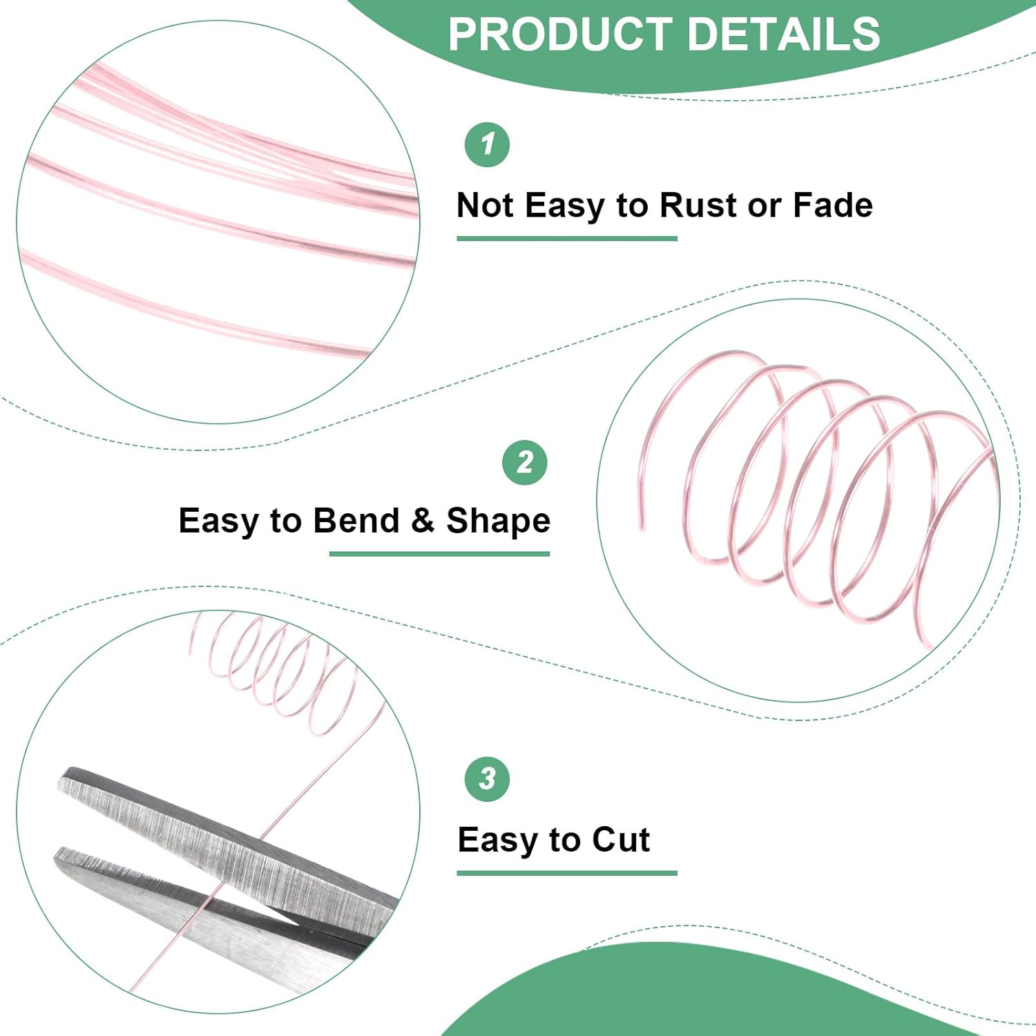 0.5 mm/24 Gauge Copper Wire for Jewelry Making, 20.3FT Copper Beading Craft Wire for Jewelry/Weaving/DIY Crafting/Planting, Color-Retaining [6.2M, Rose Gold]