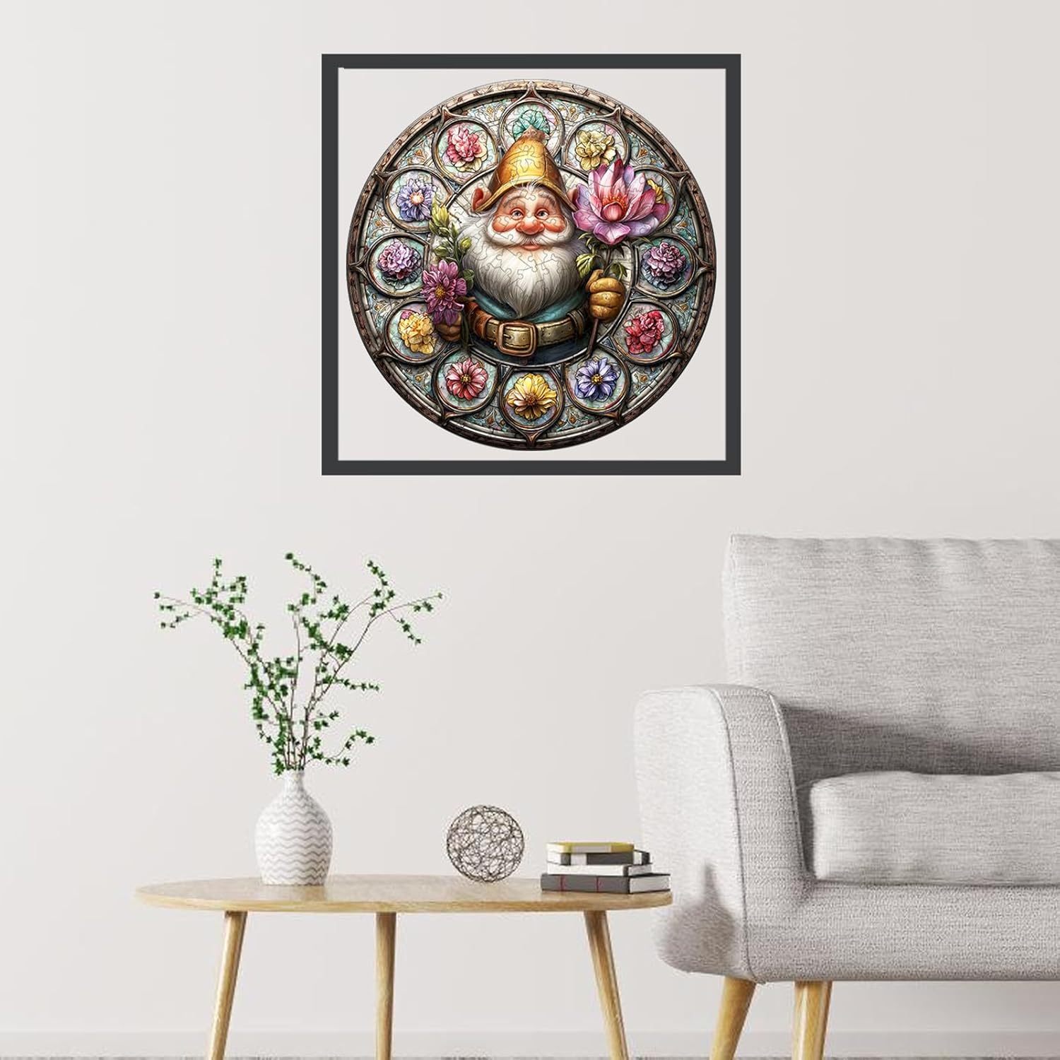 Wooden Puzzles for Adults, Gnome Puzzle 200 Pieces, Unique Shaped Jigsaw Puzzles for Adults and Kids, Birthday Gifts Fun Family Game 11.2'' x 11.2''