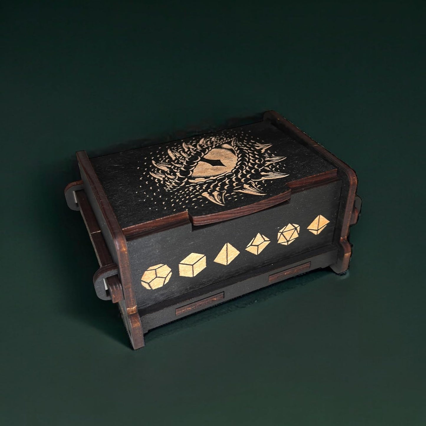 Dice Box - BLACK - 6x4x3 Also holds jewelry and great for desks and desk top items (Dragons Eye)