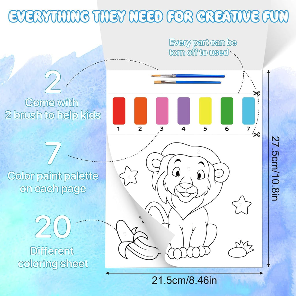 Paint with Water Coloring Books for Kids,Animal Art Craft Kit No Mess Water Color Painting Sets for Kids Ages 4-8,Birthday Gifts Travel Toy Crafts Supplies Kits for Girls Boys Drawing with 2 Brushes