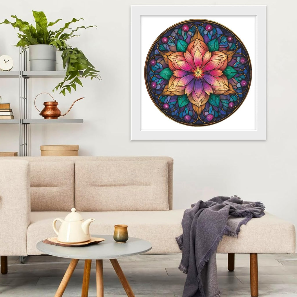 Dream Lotus Wooden Puzzles, 500 Pieces Jigsaw Puzzles 16.5x16.5 inch, Unique Design Wooden Puzzles for Adults and Kids, Family Game Gift