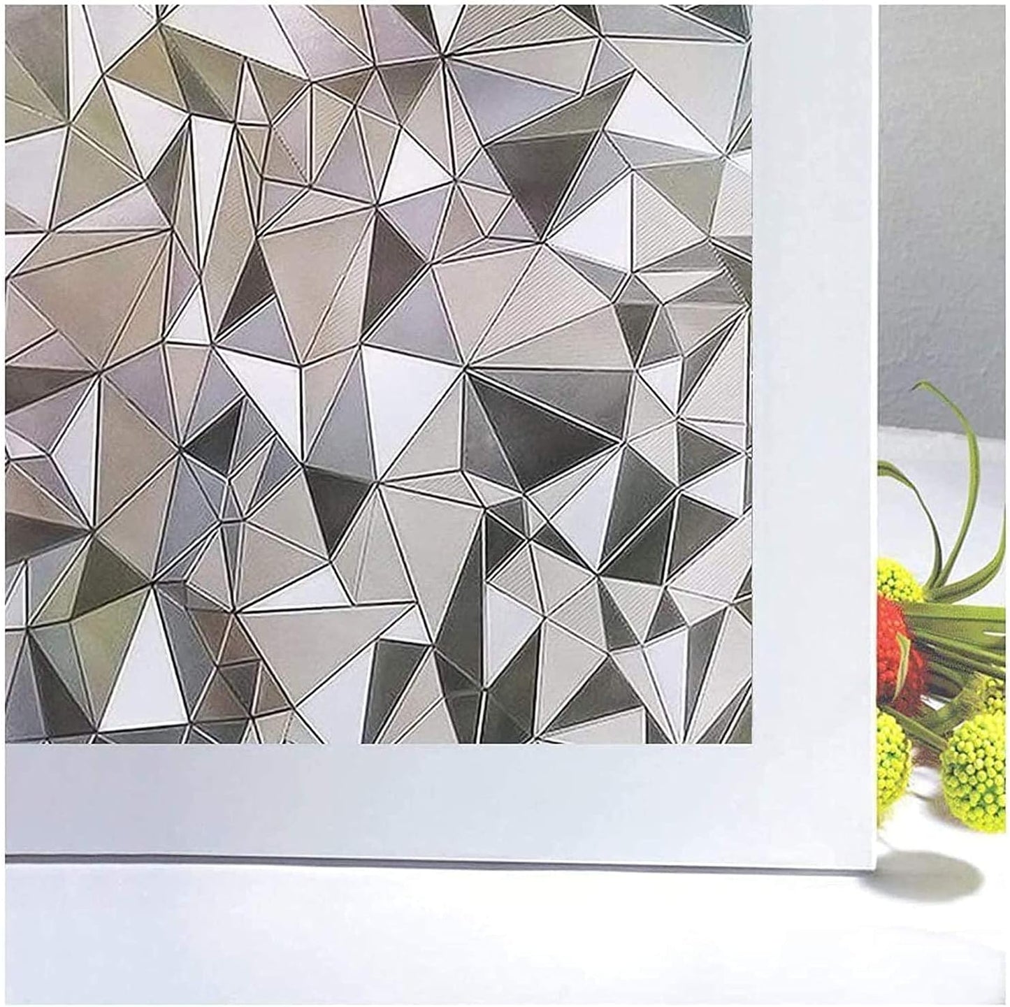 Niviy 3D No Glue Static Cling Window Films Privacy Cut Glass Window Sticker for Bathroom Office Kitchen Window Decor 41.2"x 157.4"