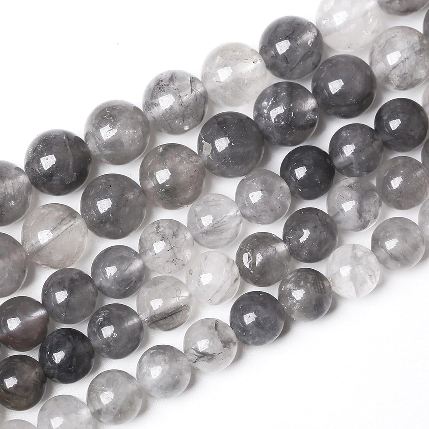 90pcs 4mm Natural Grey Cloud Crystal Stone Beads for Jewelry Making Energy Healing Power Stone Beads DIY Bracelet Necklace Accessories 15"(4mm, Grey Cloud Crystal)