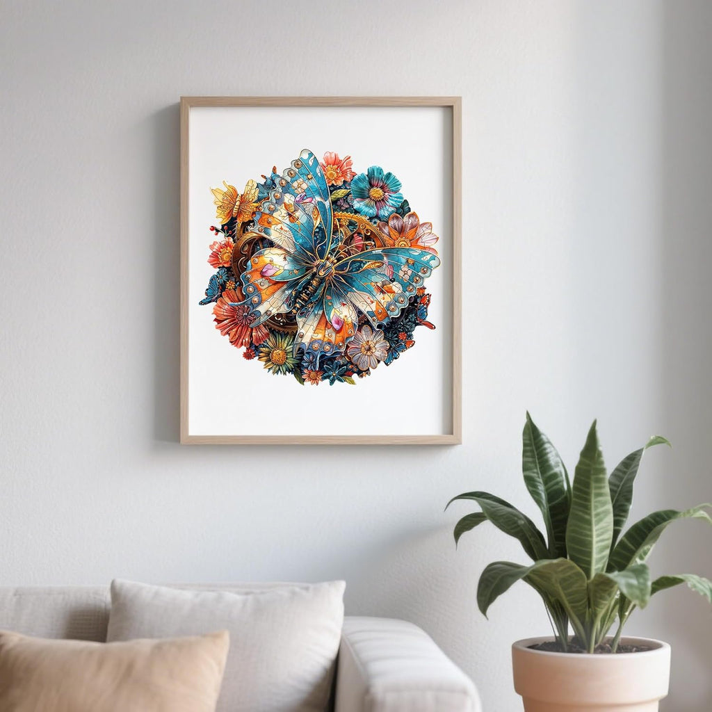 Wooden Puzzles for Adults - Mechanical Butterfly Wood Puzzles Adult - Unique Animal Shape Wooden Jigsaw Puzzles for Adults - Birthday Gifts for Puzzle Lovers, Family (13.3 * 13.3in)