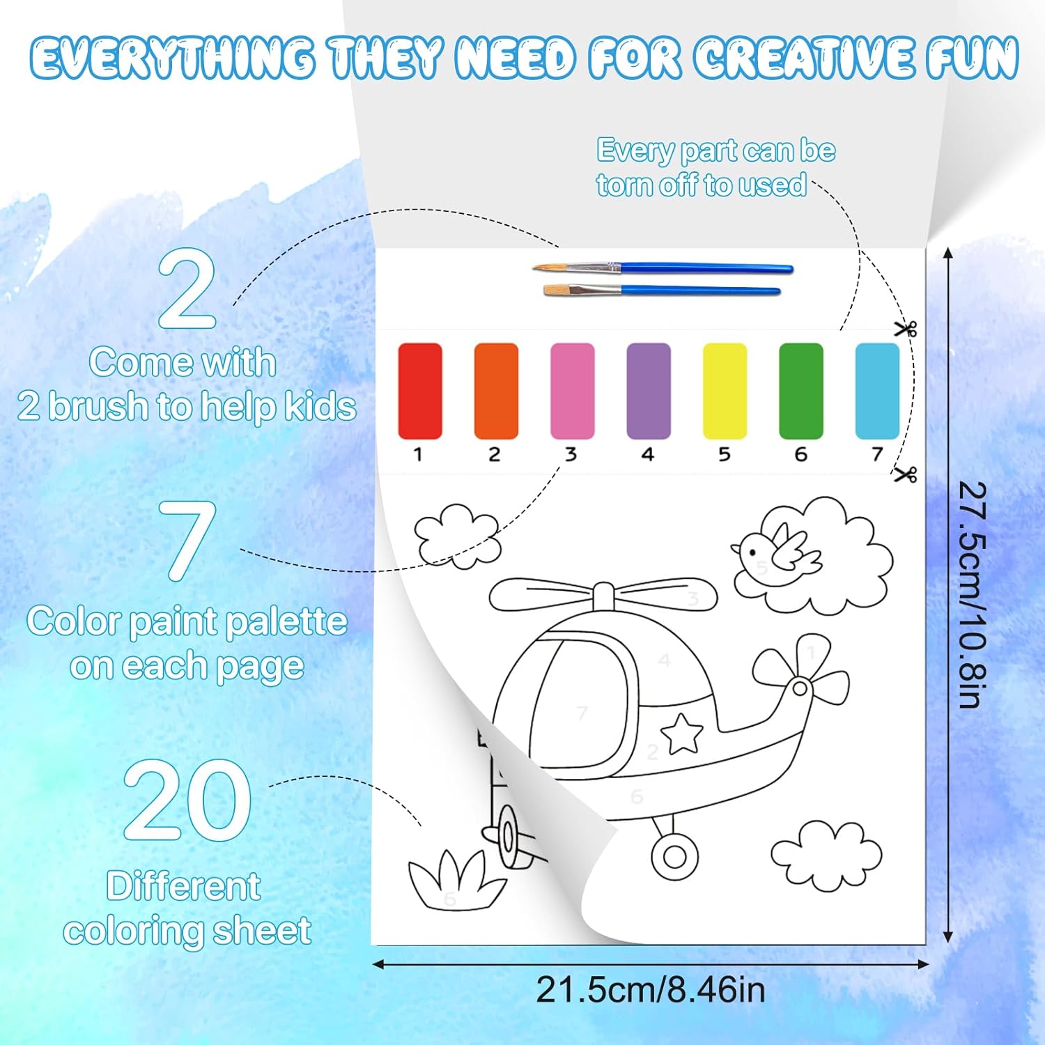 Paint with Water Coloring Books for Kids,Traffic Art Craft Kit No Mess Water Color Painting Sets for Kids Ages 4-8,Birthday Gifts Travel Toy Crafts Supplies Kits for Girls Boys Drawing with 2 Brushes