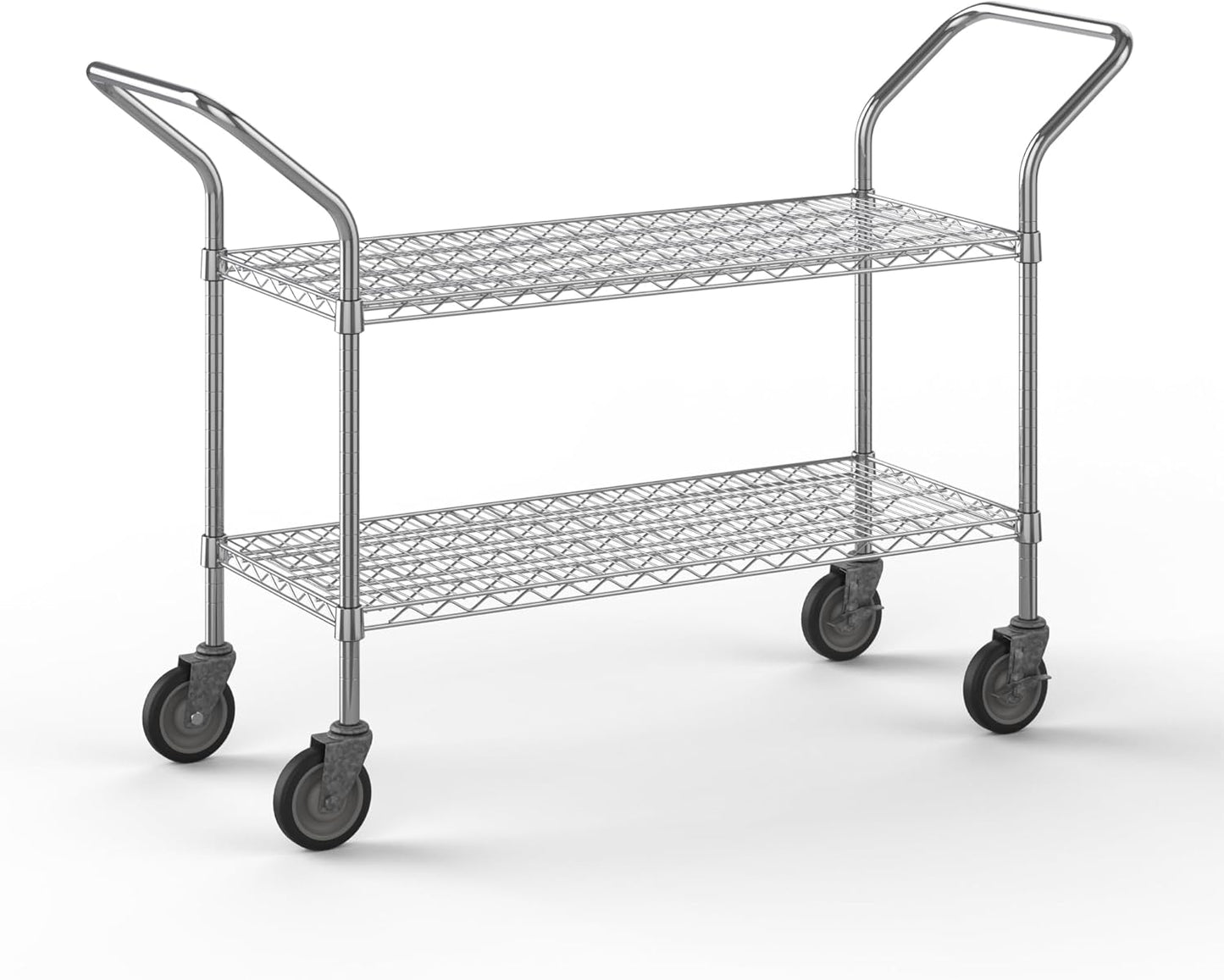 18" W x 42" L x 36" H Chrome Heavy Duty Utility Cart | 2-Tier | NSF Commercial Storage Rack Mobile Unit | Storage and Mobility Solution for Your Business