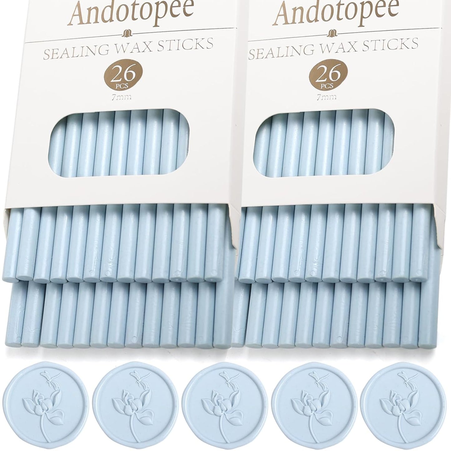 52pcs Pale Blue Sealing Wax Sticks, Andotopee Glue Gun Wax Seal Sticks for Wax Seal Stamp, Premium Sealing Wax for Envelope Letter Seal Wedding Invation Craft Adhesive, Great Gift Ideas (Mini Size)