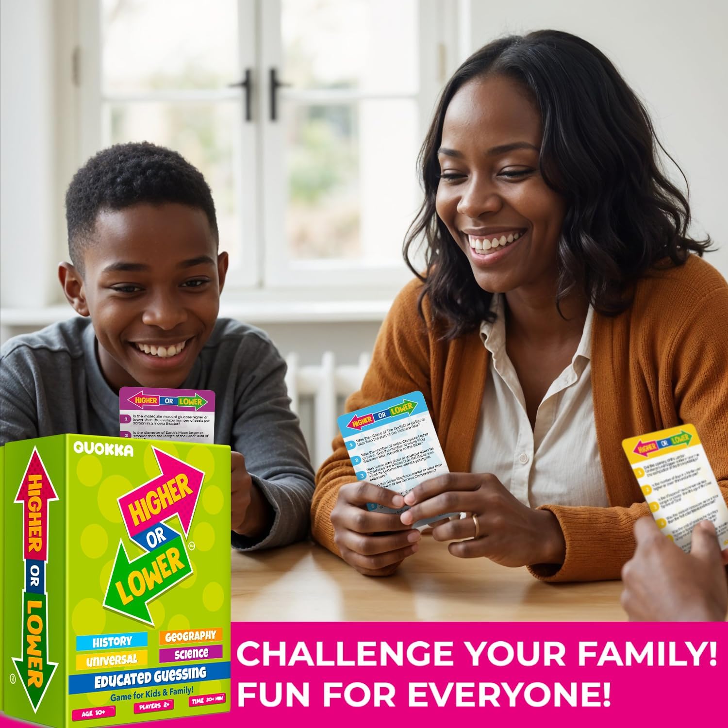 QUOKKA Trivia Board Games for Kids and Adults V2.0 - Family Night Board Game Cards 4xSet to Guess Fun Questions | Easy to Learn | 2 + Players - Challenge History, Science, Geography & More