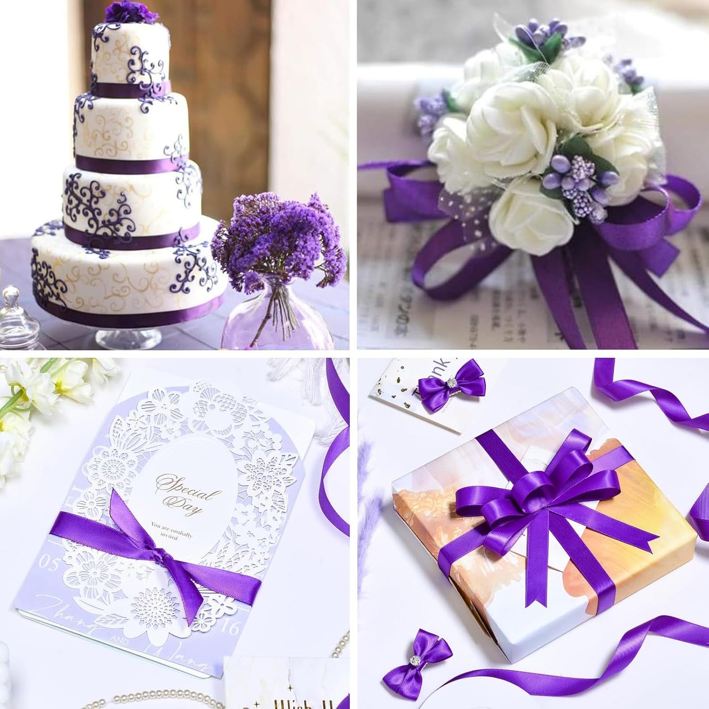 5/8" x 100 Yards Regal Purple Polyester Satin Ribbon Single Faced Bulk Fabric Ribbons for Gift Wrapping, Crafting, Bows Making, Sewing, Wedding, Home Decor
