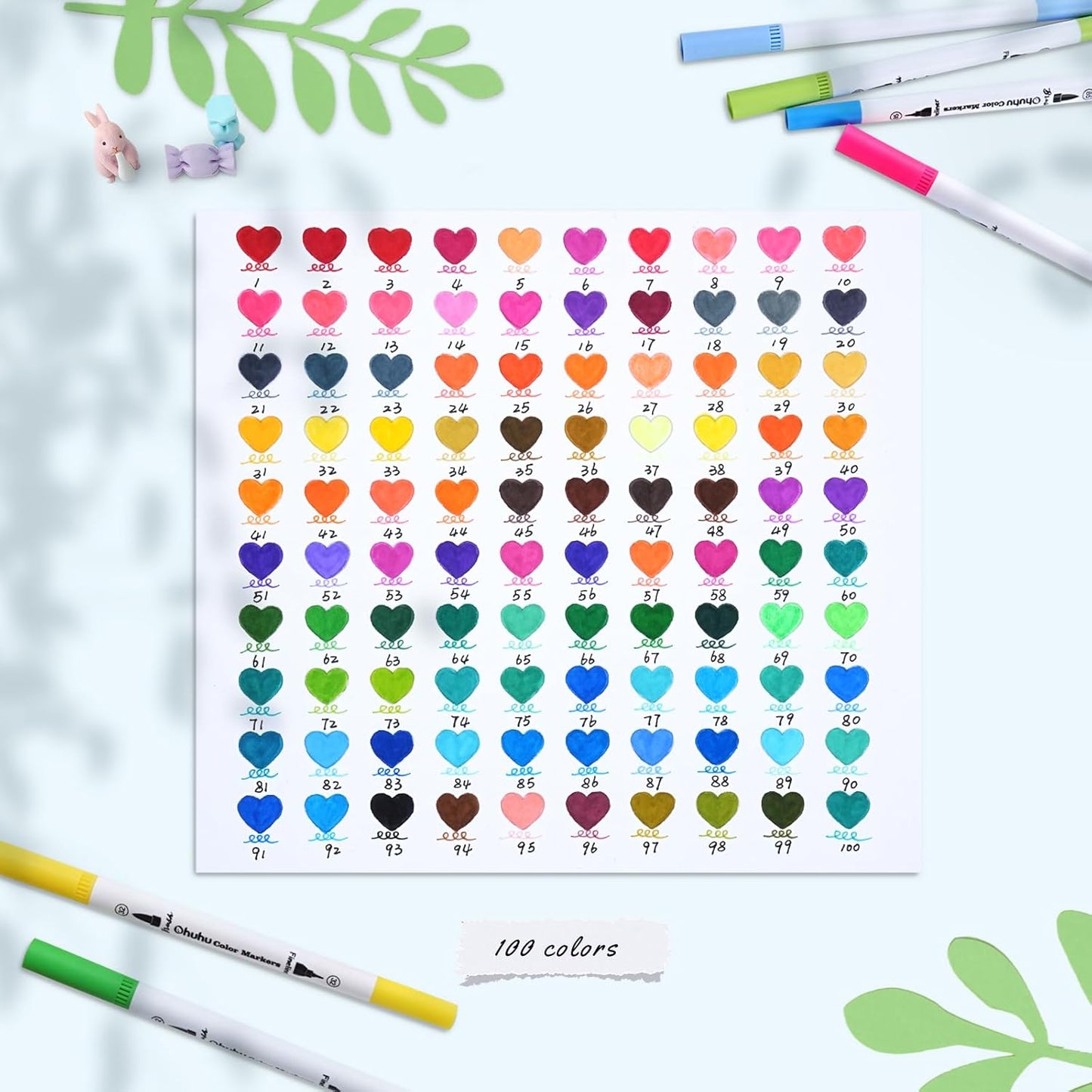 Ohuhu Markers for Adult Coloring Books No Bleeding 100 Colors Water-based Dual Tips Fineliner & Brush Coloring Markers for Kids Adults Beginners Drawing Pens for Journaling Lettering - Maui - White