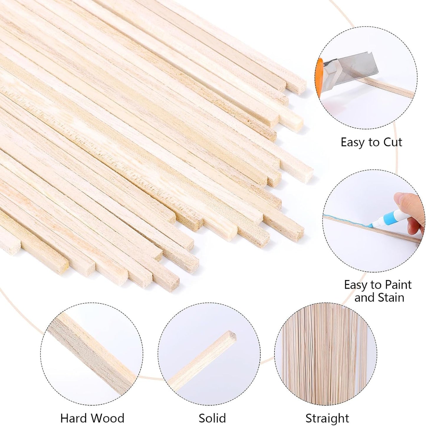 240 Pcs Balsa Wood Sticks 1/8 x 1/8 x 12 Inch Square Dowel Rods Balsa Wood Strips Hardwood Sticks for Crafts DIY Projects Models Making