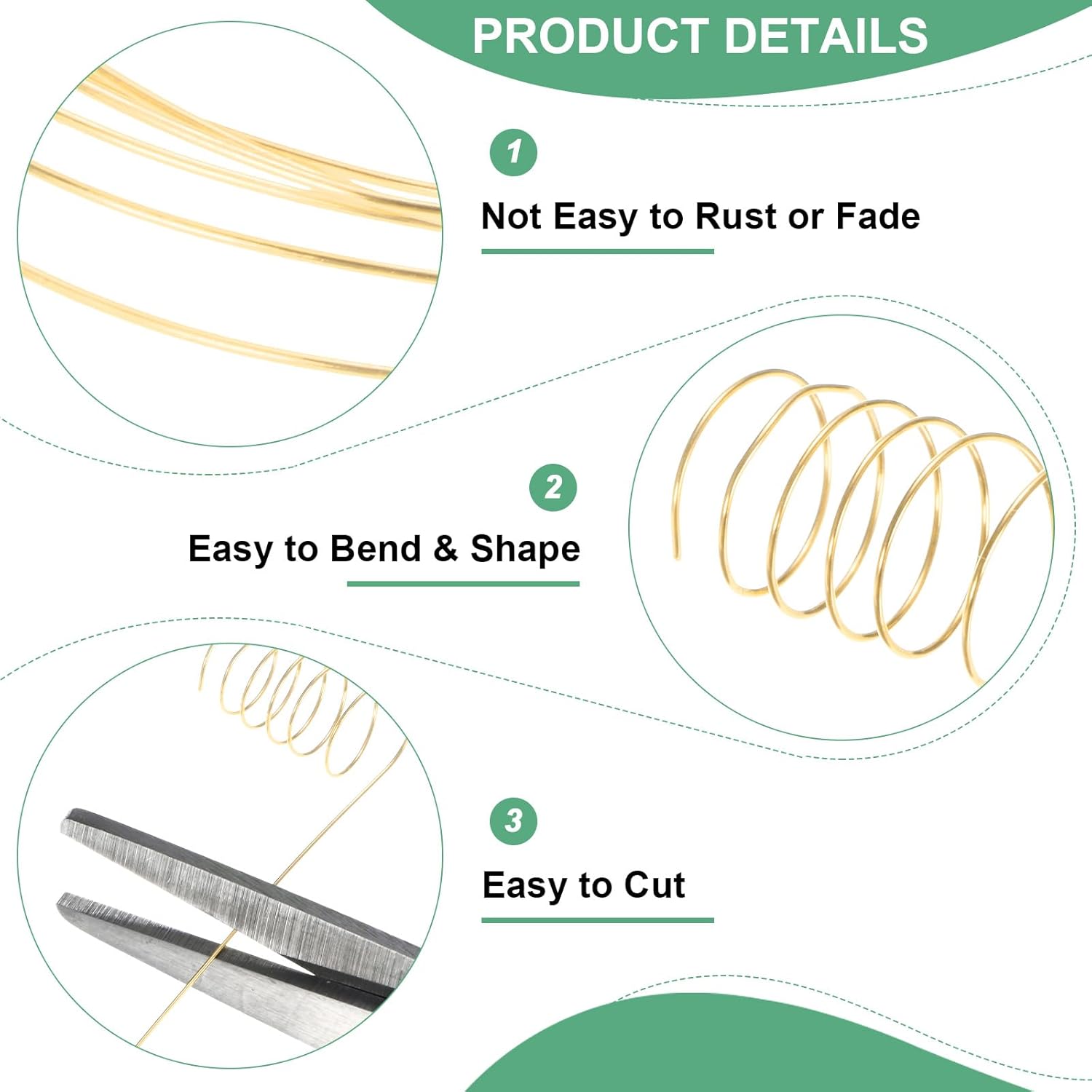 0.5 mm/24 Gauge Copper Wire for Jewelry Making, 20.3FT Copper Beading Craft Wire for Jewelry/Weaving/DIY Crafting/Planting, Color-Retaining [6.2M, KC-Gold]